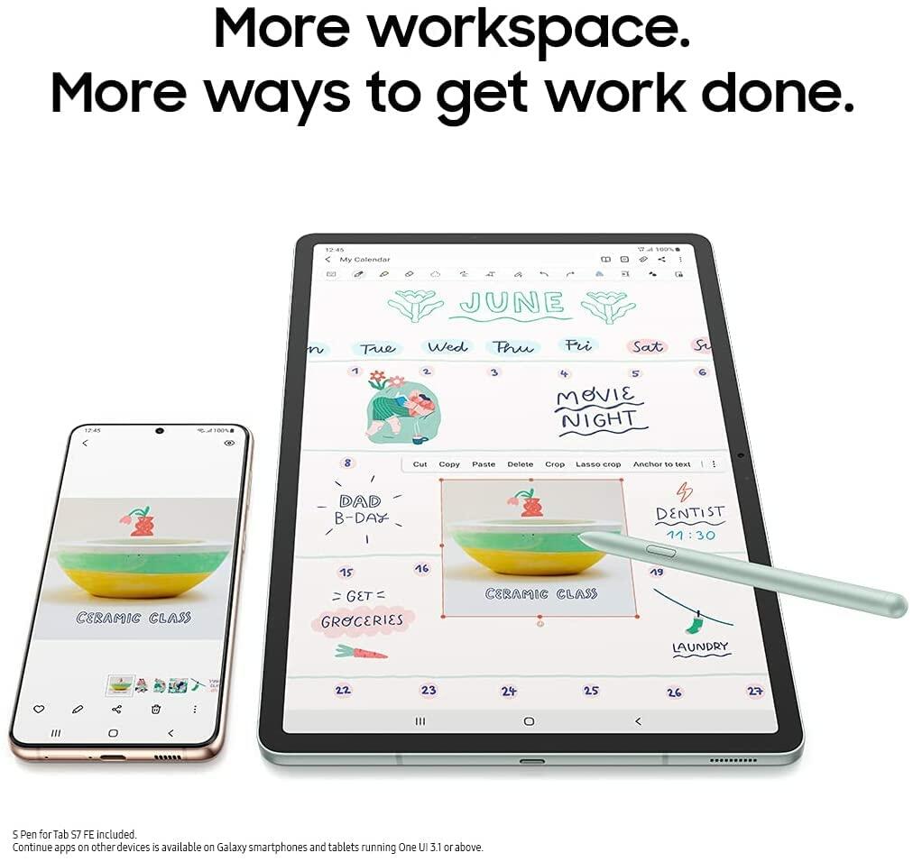 SAMSUNG Galaxy Tab S7 FE 12.4” 256GB WiFi Android Tablet, Large Screen, S Pen Included, Multi Device Connectivity, Long Lasting Battery, US Version, 2021, Mystic Green