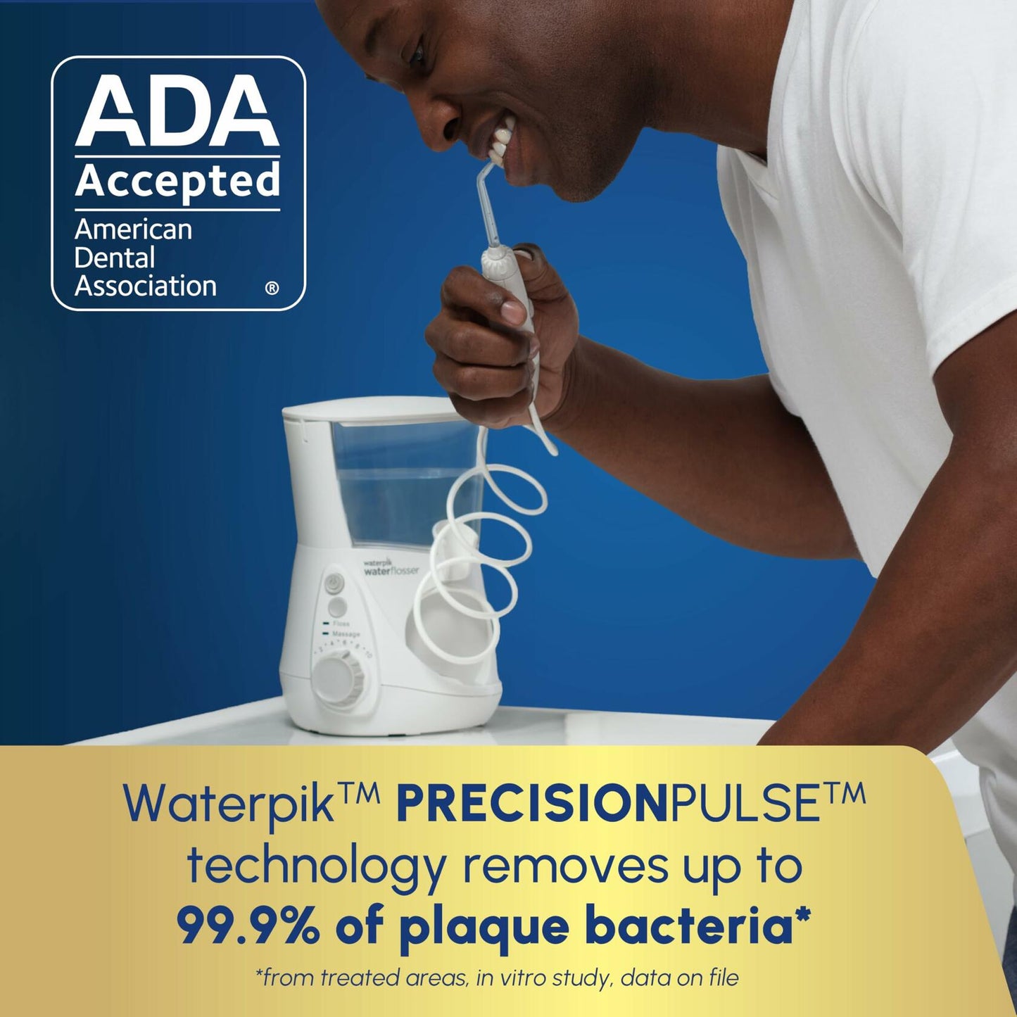 Waterpik Aquarius Water Flosser Professional For Teeth, Gums, Braces, Dental Care, Electric Power With 10 Settings, 7 Tips For Multiple Users And Needs, ADA Accepted, White WP-660