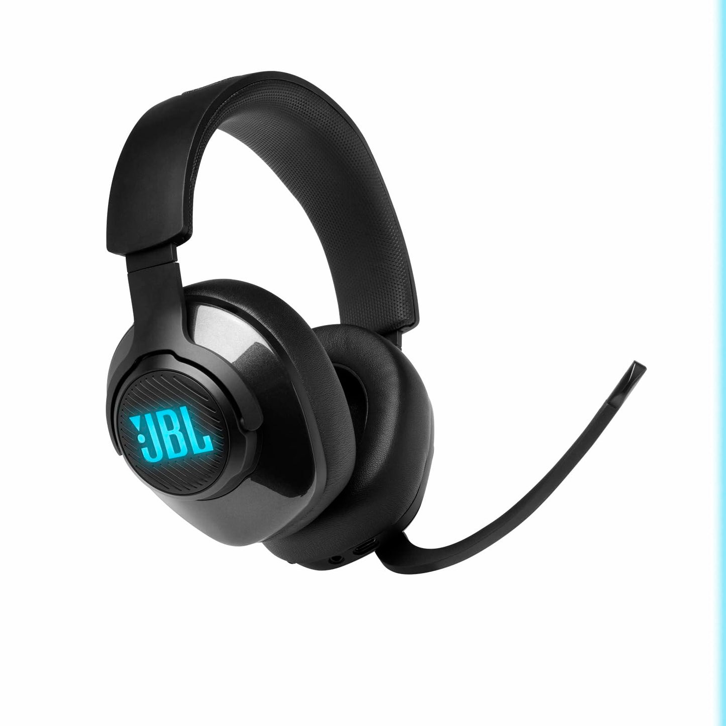 JBL Quantum 400 - USB over-ear gaming headset with game-chat balance dial, JBL QuantumSURROUND and DTS, Voice focus directional flip-up mic and memory foam ear cushions (Black)