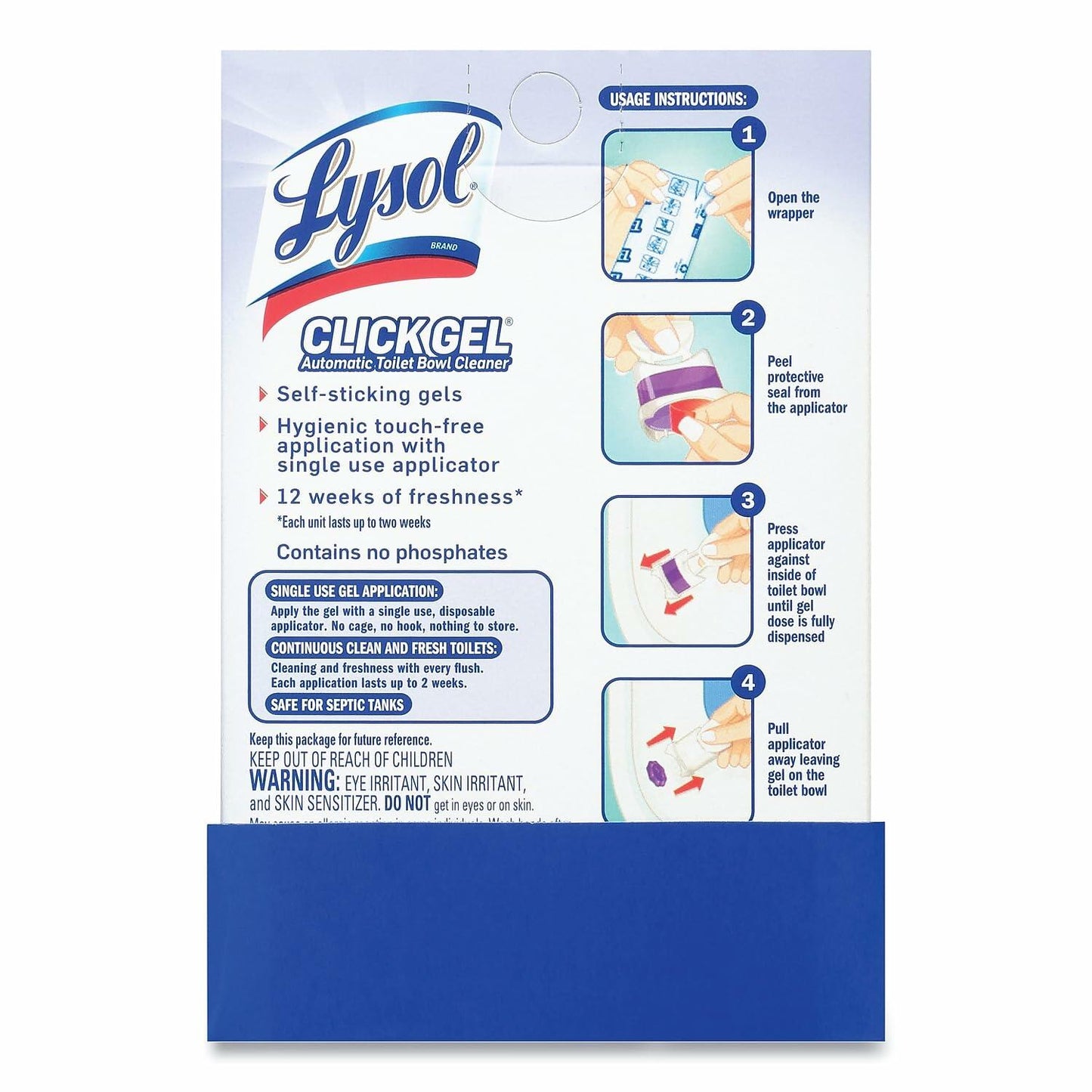 Lysol Click Gel Automatic Toilet Bowl Cleaner, Toilet Gel Stamp, Toilet Freshener, Bathroom Essentials, Refreshing Lavender Scent, 6 Count (Pack of 1)