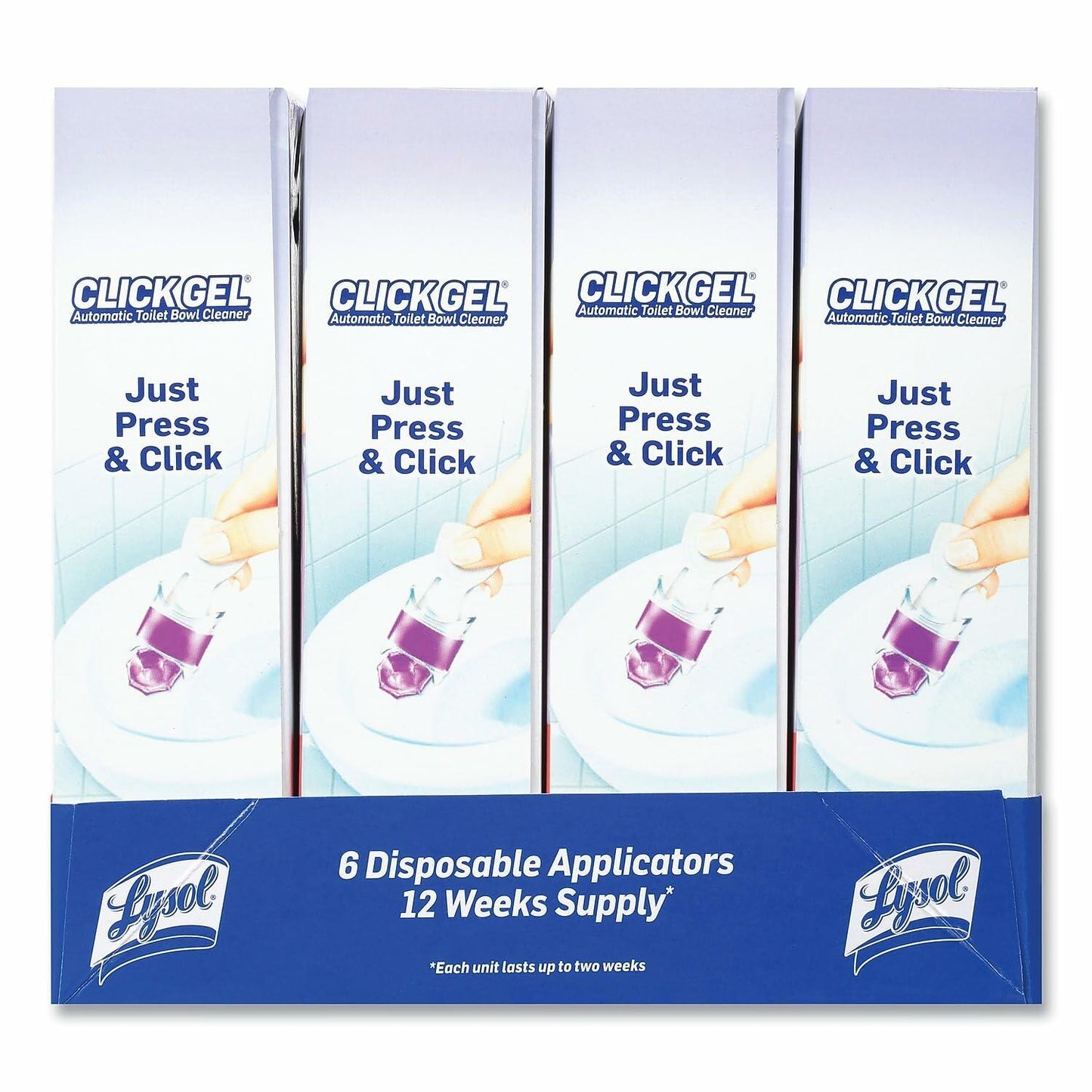 Lysol Click Gel Automatic Toilet Bowl Cleaner, Toilet Gel Stamp, Toilet Freshener, Bathroom Essentials, Refreshing Lavender Scent, 6 Count (Pack of 1)