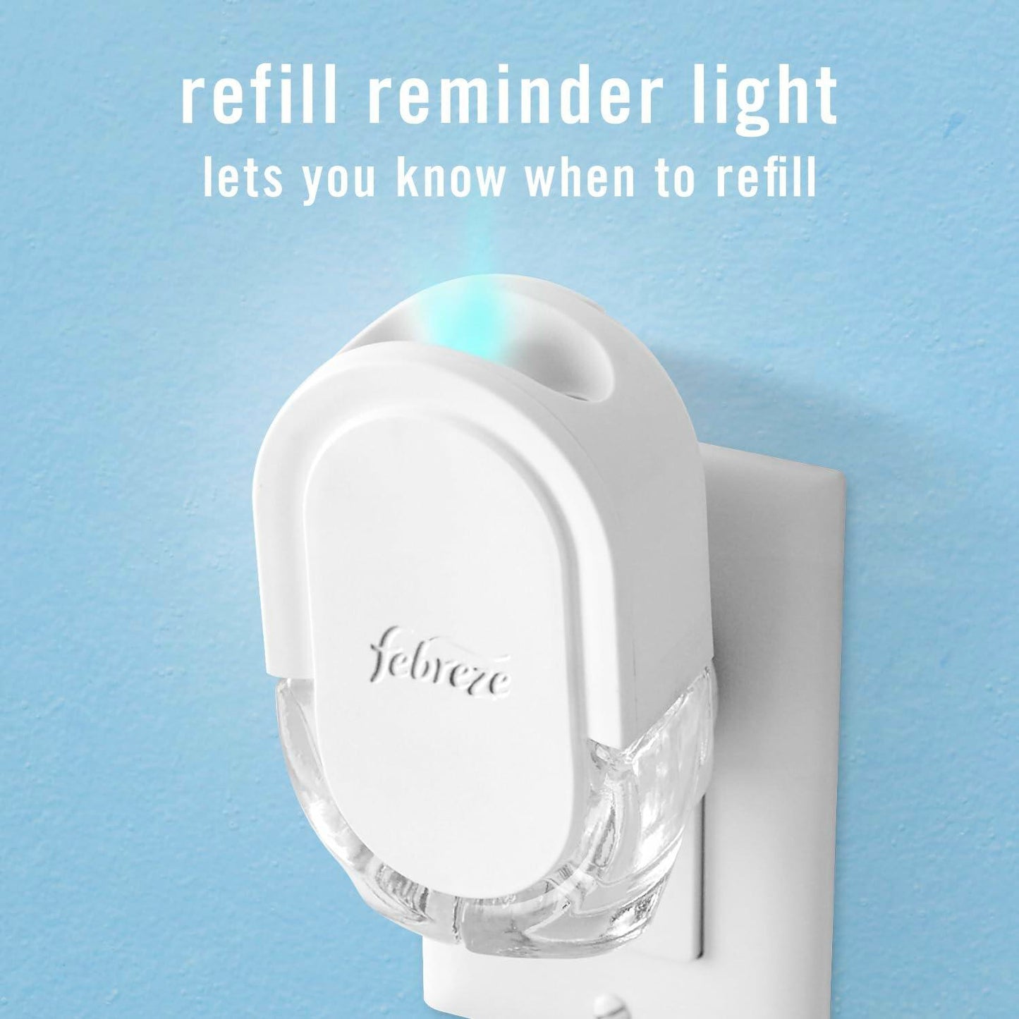 Febreze Plug In Air Freshener, Odor-Fighting Scented Oil Starter Kit, Air Fresheners for Home and Bathroom and Kitchen, Long Lasting for Strong Odors, Downy April Fresh Scent, Warmer + 2 Refill