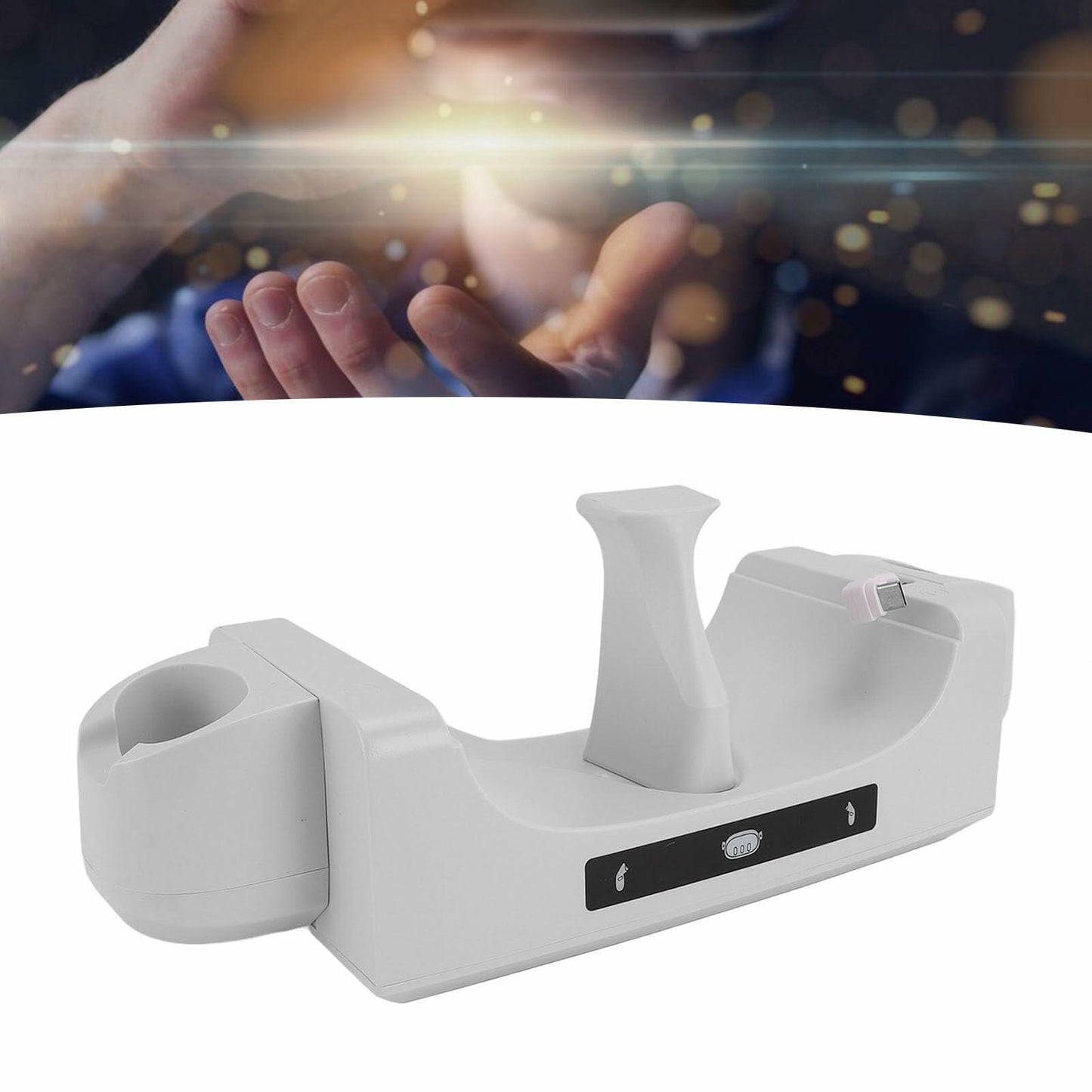 Charging Dock for Meta 3, Magnetic Fast Charging Station with LED Indicator for Meta 3 VR Headset & Controllers, with 2 600mAh Rechargeable Battery and USB C Cable