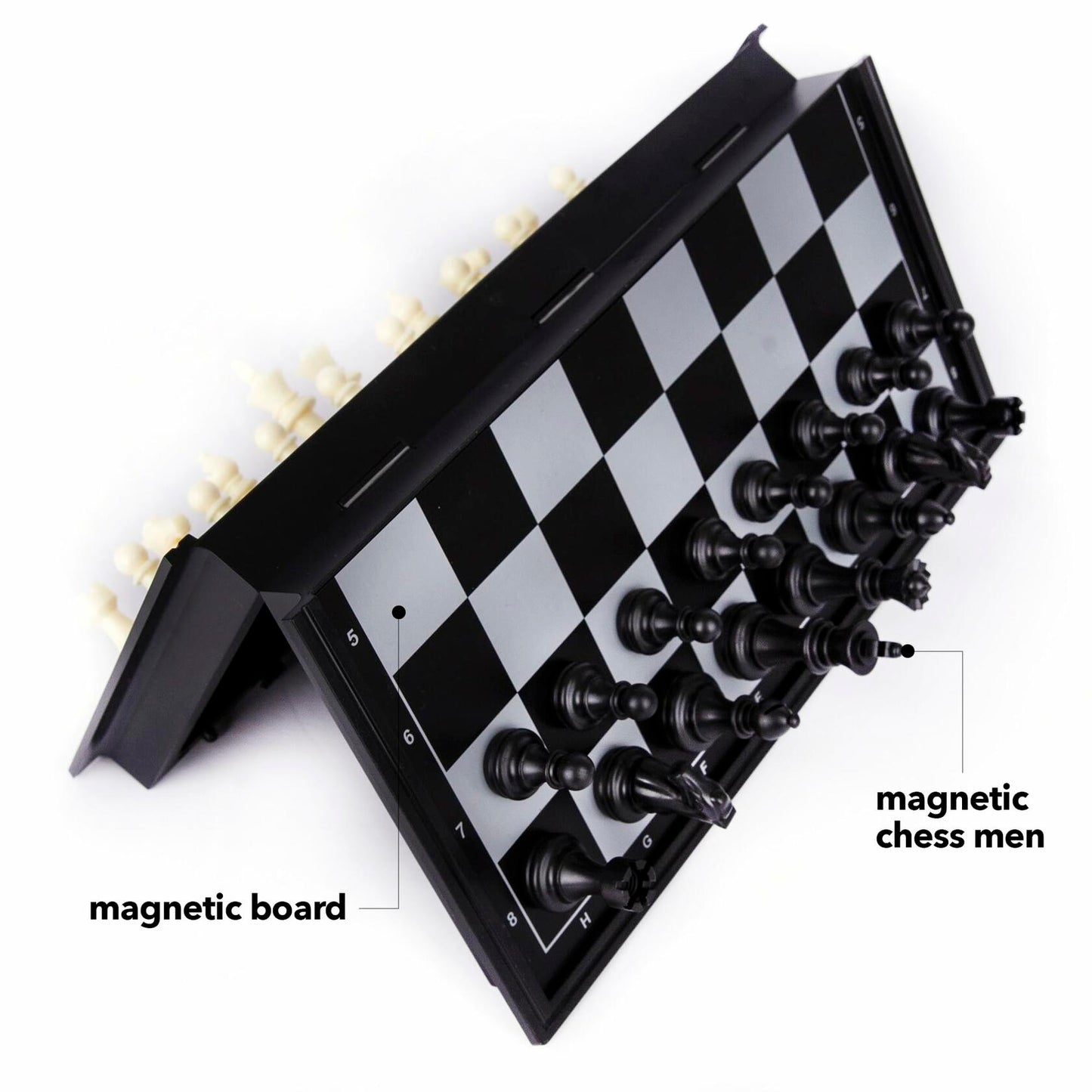 Gamie Magnetic Travel Chess Game, Foldable Portable Chess Board Game for Kids, Entertaining Road Trip Toys, Travel Games, and Desktop Toys for Adults