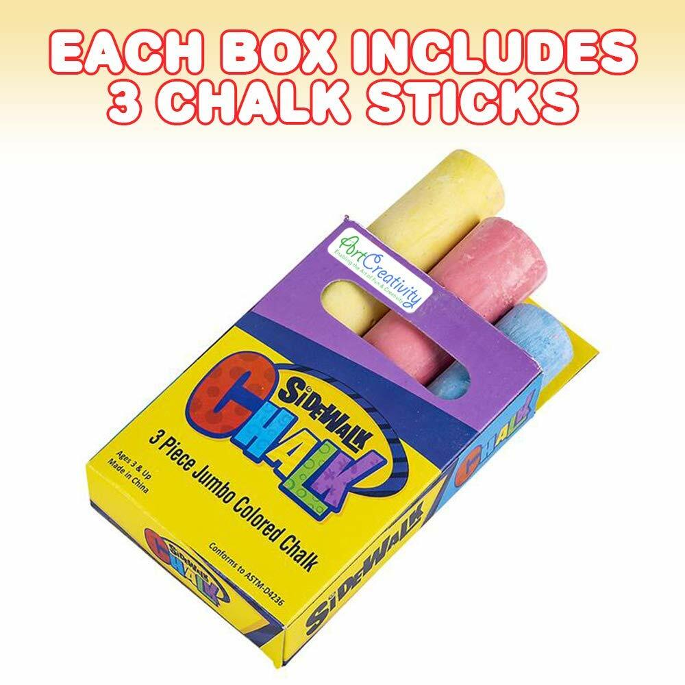 ArtCreativity Jumbo Chalk Set for Kids, 3 Boxes, Each Box with 3 Chalk Sticks, Non-Toxic, Dust Free and Washable- for Driveway, Pavement, Outdoors- Great Arts & Crafts Gift, Birthday Party Favors