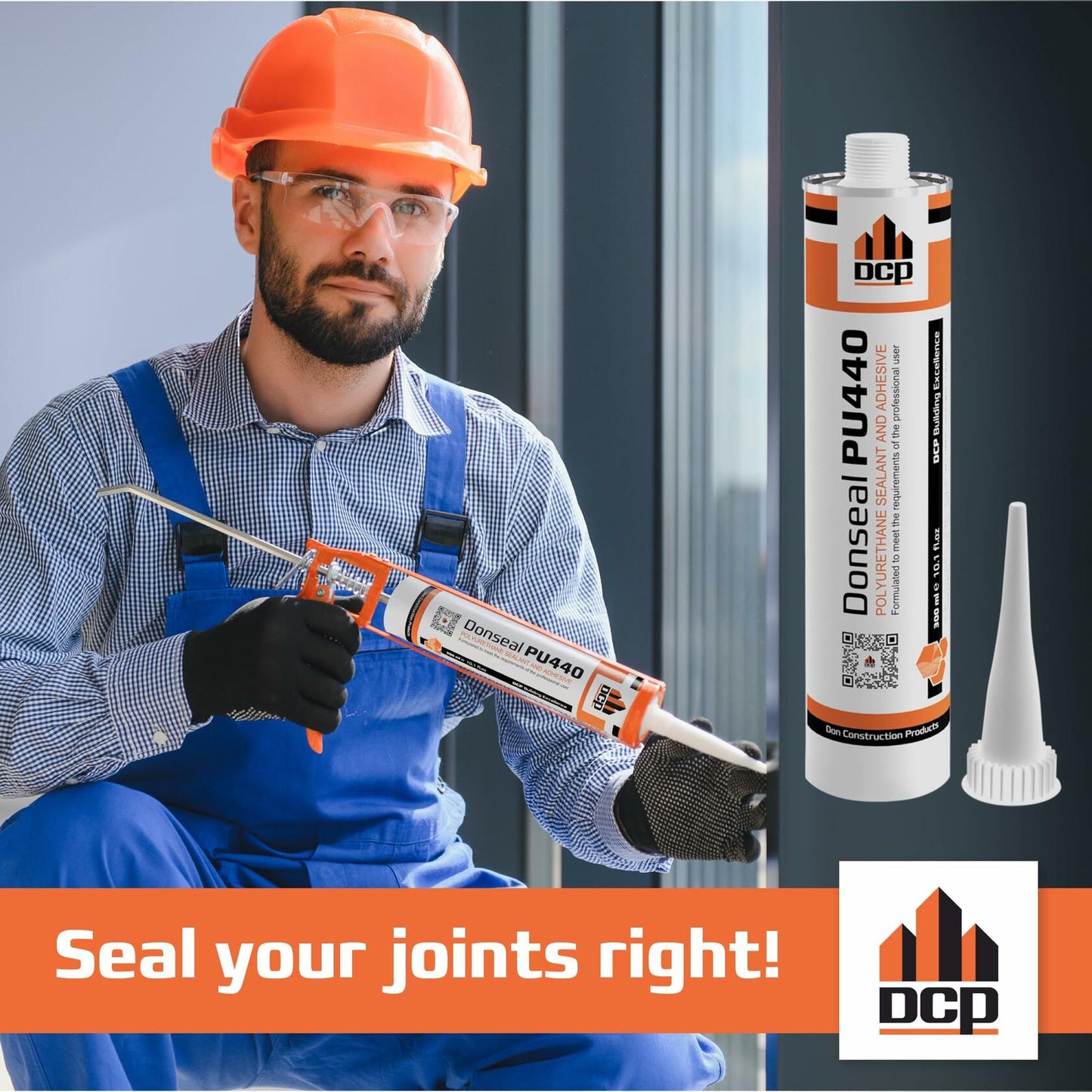 DCP Donseal PU440 Polyurethane Concrete Sealant 1 Pack– Non-Sag Concrete Caulk for Joints, Walls, Sidewalk, and Foundation, 10.1 fl. oz. Cartridge – Grey