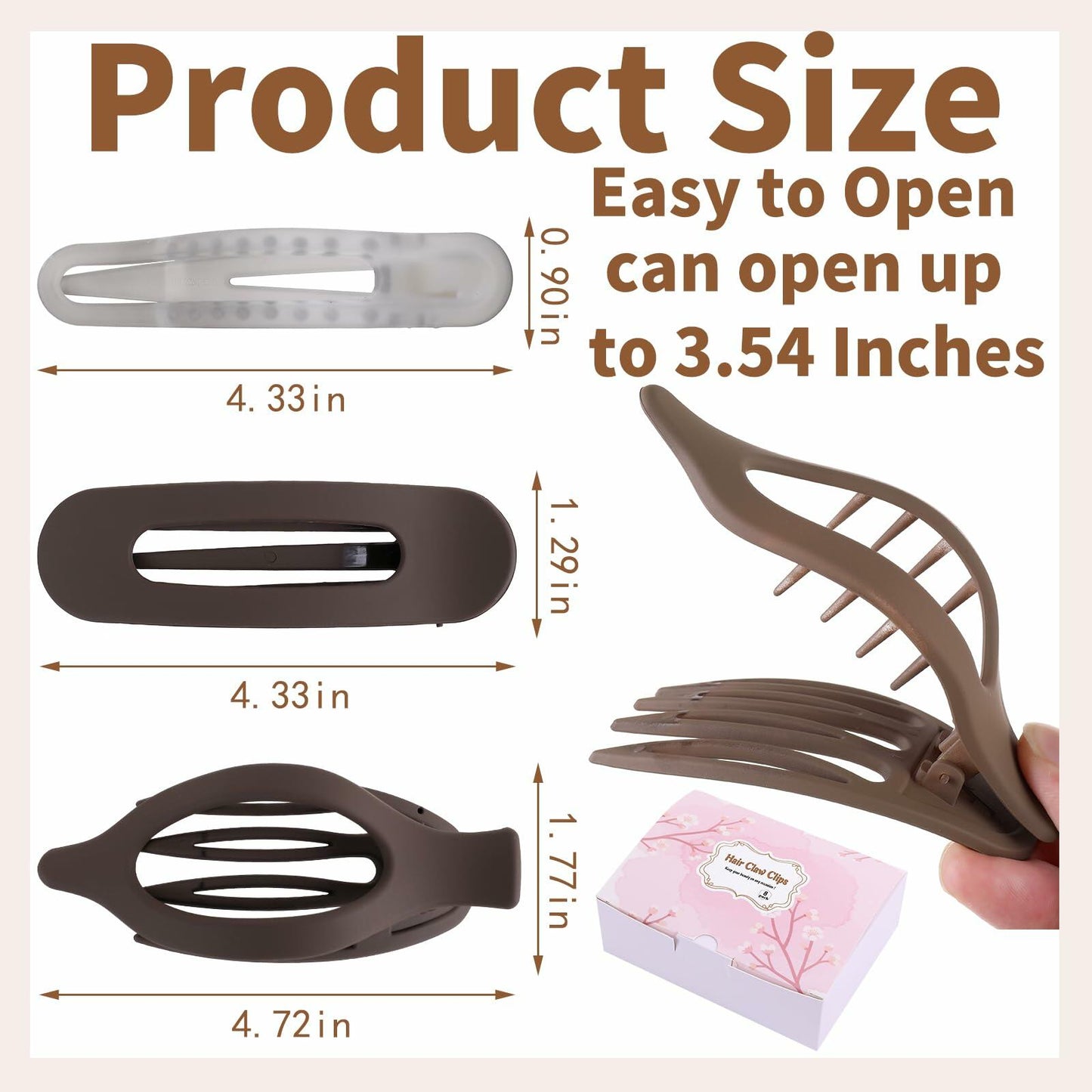 10 Pack French Flat Hair Clips for Women – Large Matte Flat Claw Clips, No-Slip Hair Clips for Thick & Thin Hair, Strong Hold Styling Barrettes, French Flat Hair Accessories