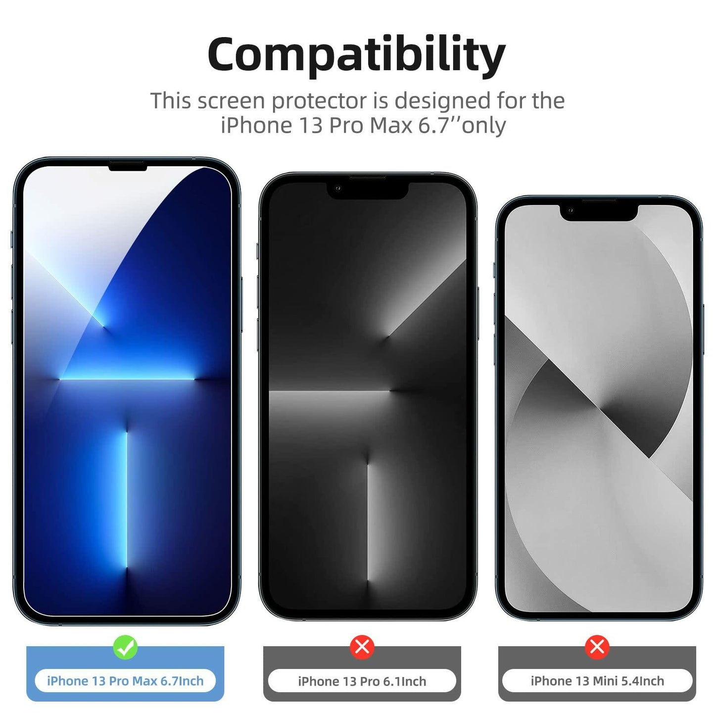 NEW'C 4 Pack, 2 Pack for iPhone 13 Pro Max Screen Protector + 2 Pack Camera Lens Protector, Sensor Protection,Case Friendly Tempered Glass Film