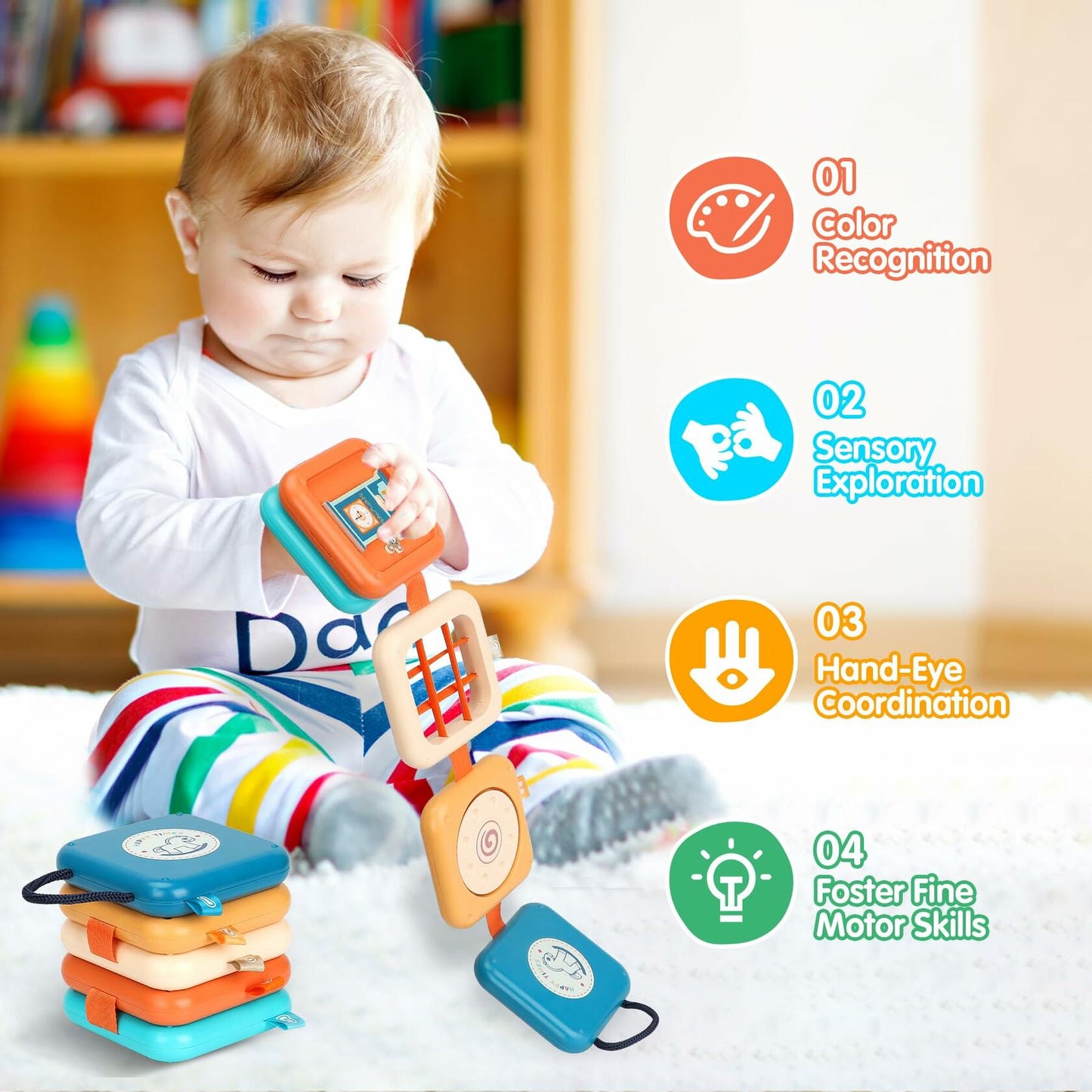 SOSUSHOE Busy Board for 1 Year Old, Travel Toys for Toddler 1-3, Montessori Busy Board Busy Cube, Toys Gifts for 1 Year Old Boy Girl