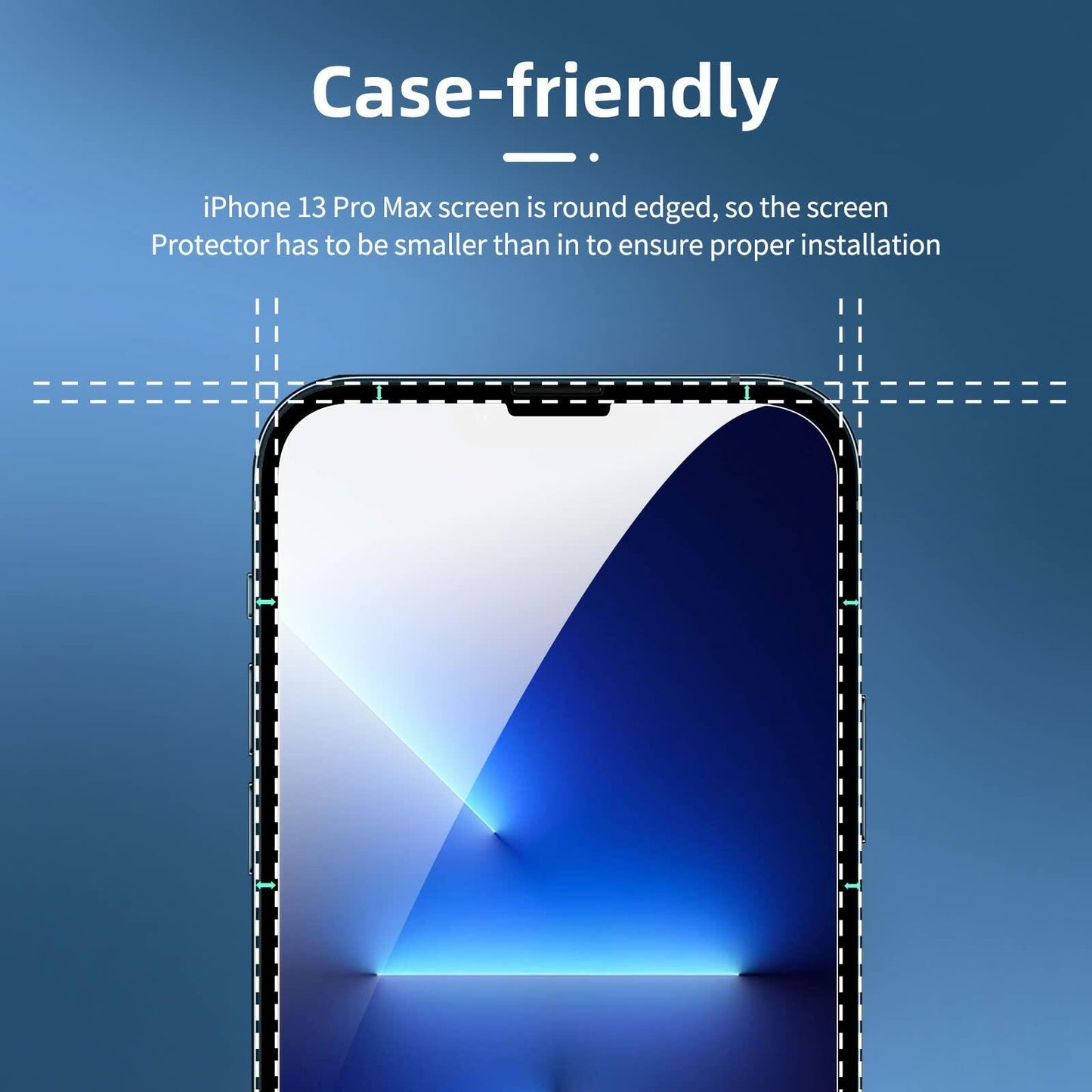NEW'C 4 Pack, 2 Pack for iPhone 13 Pro Max Screen Protector + 2 Pack Camera Lens Protector, Sensor Protection,Case Friendly Tempered Glass Film