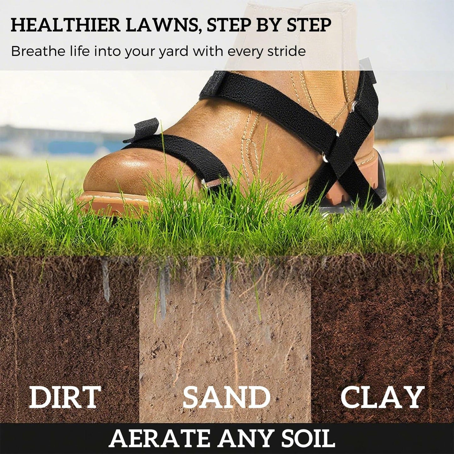 Lawn Aerator Shoes with 2.1” Spikes for Grass Aeration, Spiked Shoes for Lawn Care, Adjustable Heavy-Duty Strap Fit, Gardening Aerator Tool for Yard, Soil & Epoxy Floors