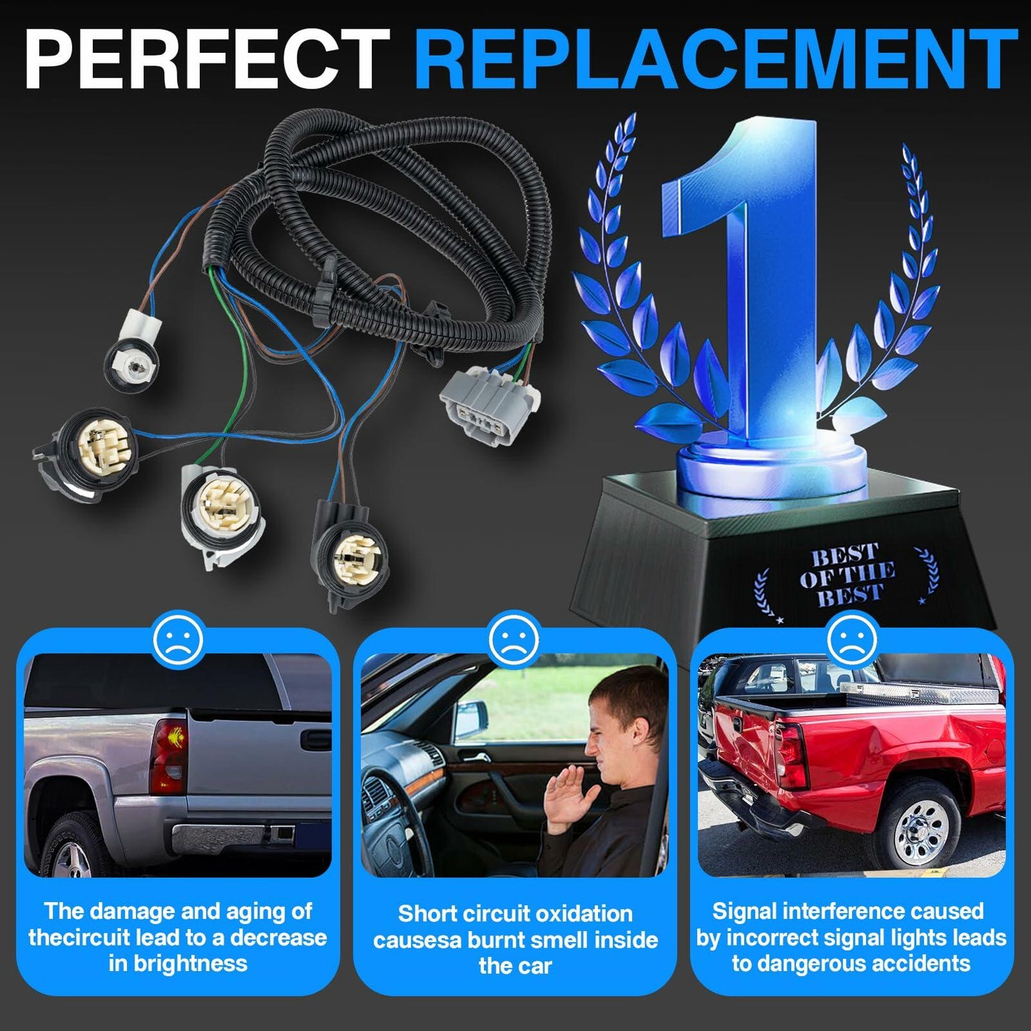 WEILEITE Left Driver and Right Passenger Side Tail Light Direct Wiring Harness Kit Compatible with Chevy Silverado 1500 1500HD 2500HD 3500 2003-2007 Replace 16531401 16531402