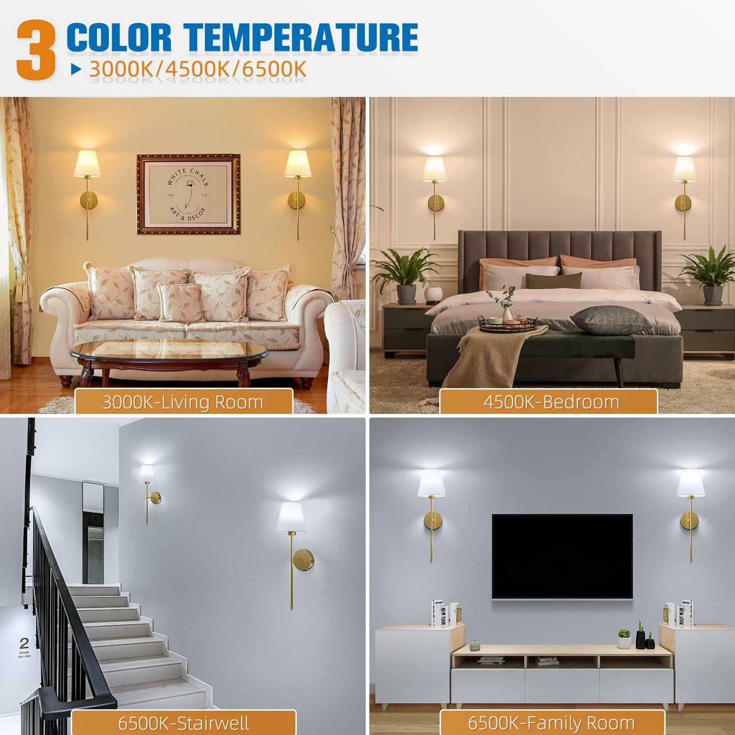 NIORSUN 19.9 inch Battery Operated Wall Sconce Set of 2,Gold Rechargeable Wall Lights with 5200mAh Dimmable Detachable Bulbs and Remote,10 Colors Wireless Sconces for Bedroom Living Room Hallway