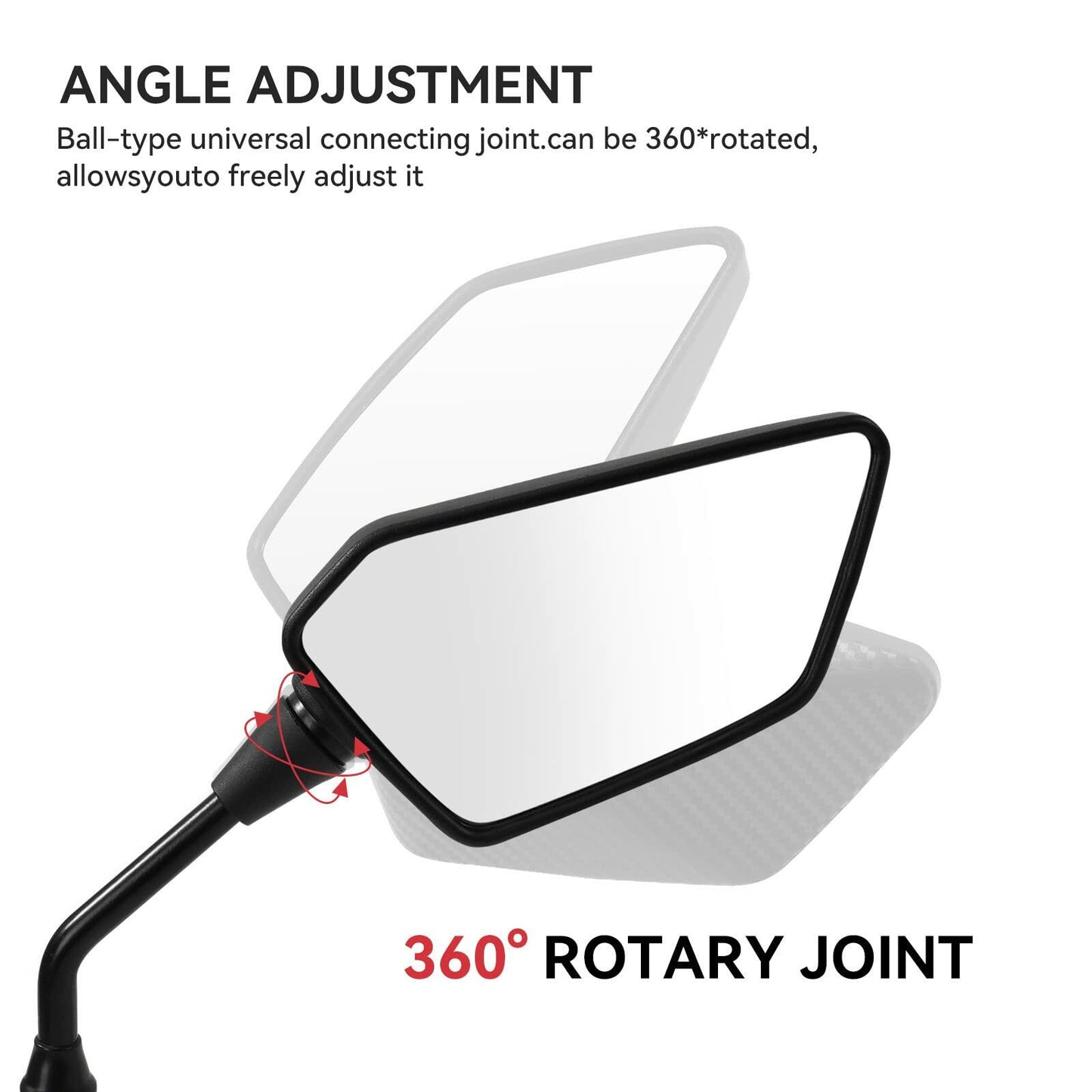 ATV Mirror, Side Rearview Mirrors for Bike Motorcycle ATV Scooter Cruiser with 8mm 10mm Bolt, 7/8" Handle Bar Mount Clamp Compatible with Suzuki Yamaha Honda Kawasaki Victory and More