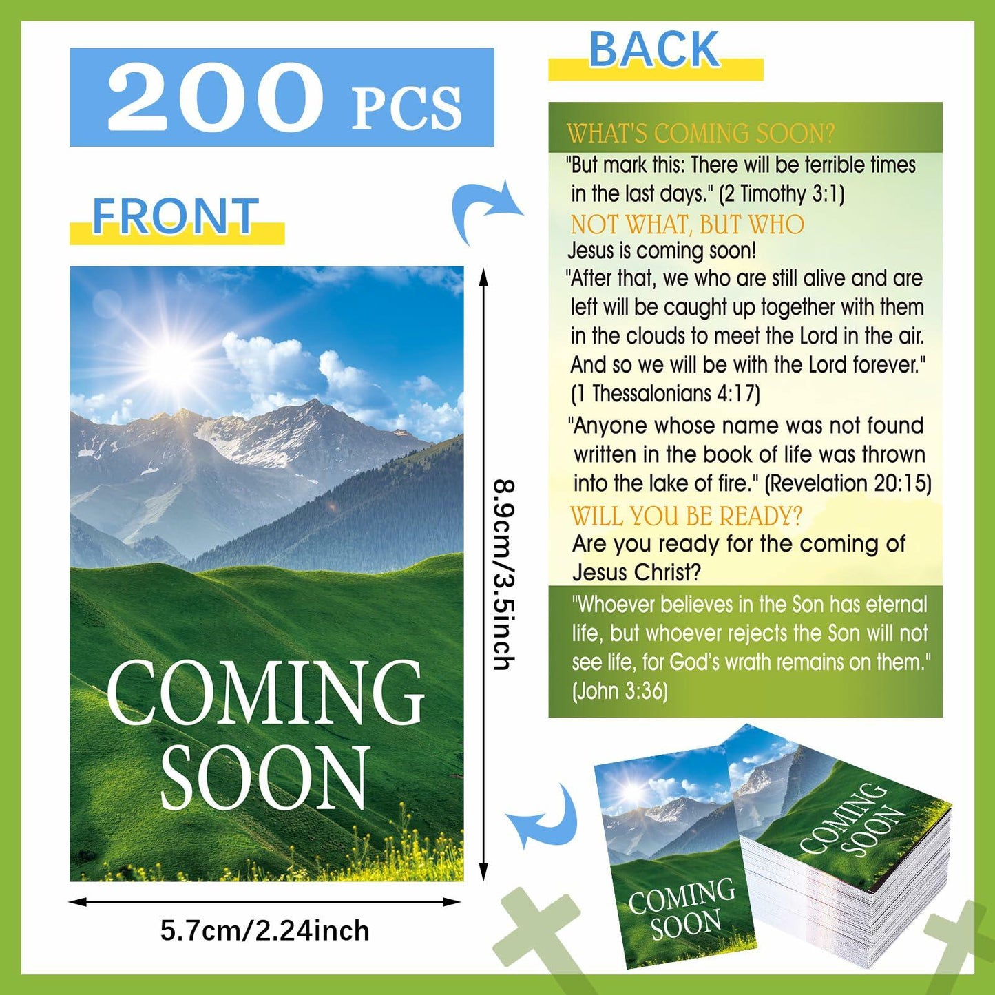 Noveread 200 Pcs Gospel Tract Card Salvation Cards Pocket Holy Postcard Prayer Postcards Christian Inspirational Bible Verses Bookmark for Christian Gift(Coming Soon)