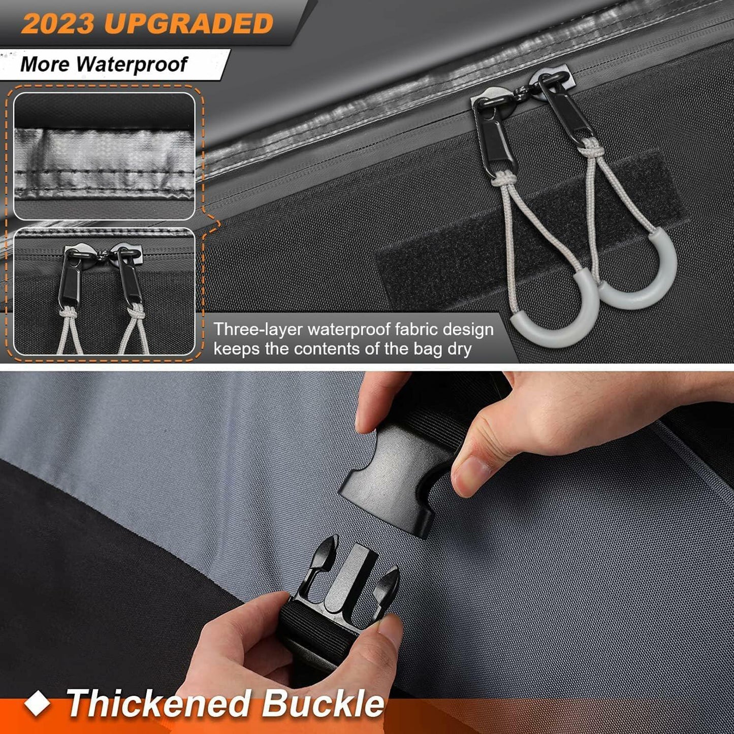 Sailnovo Car Rooftop Cargo Carrier Roof Bag, 15 Cubic feet Waterproof Roof Cargo Carrier fit car with/Without Luggage Rack - Vehicle Soft Shell Roof Cargo Box with Tie-Down Strap, Safety Hook