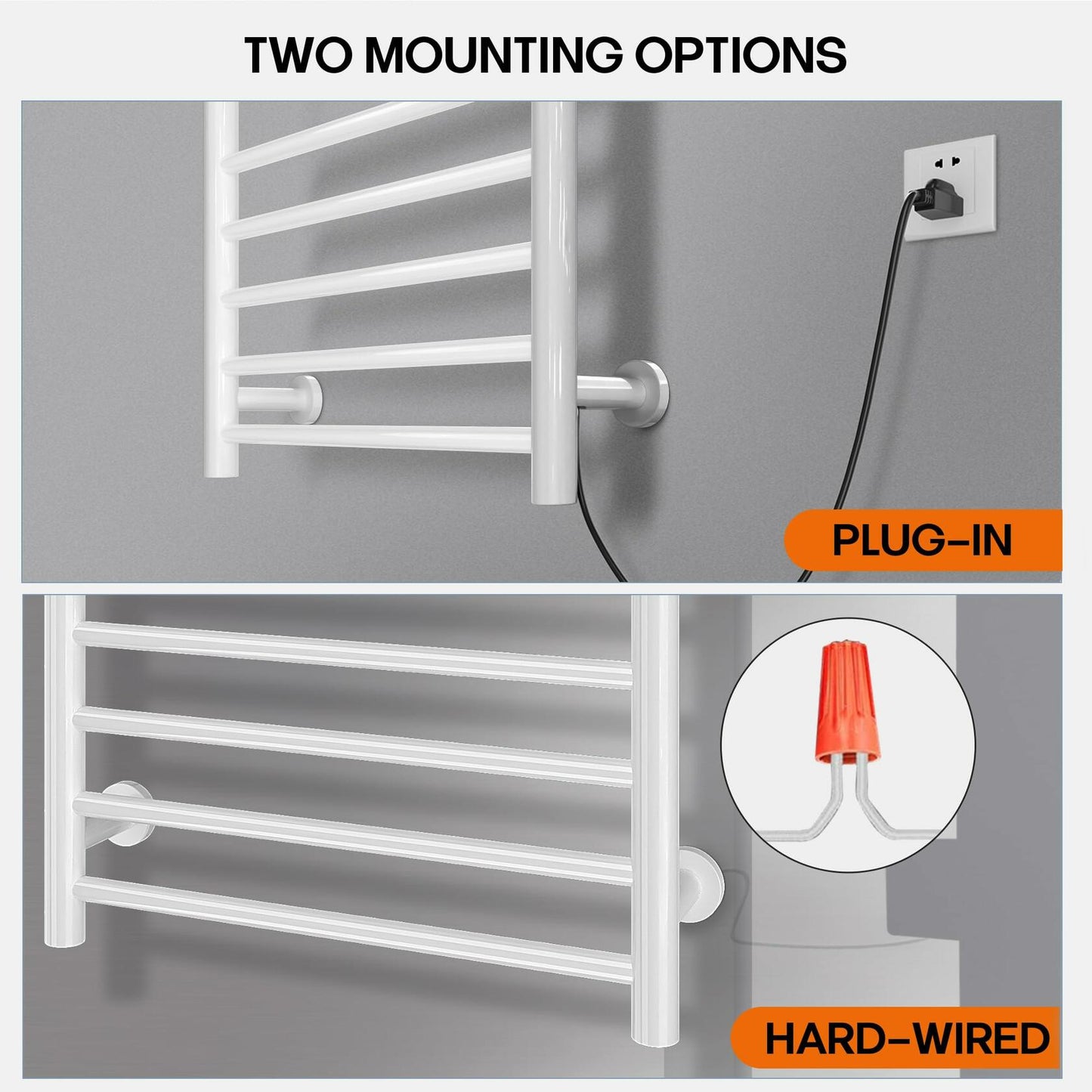 Poloma Wall Mounted Towel Warmer Rack for Bathrooms, Electric Heated Towel Rack Heater, Stainless Steel 12Bars White.