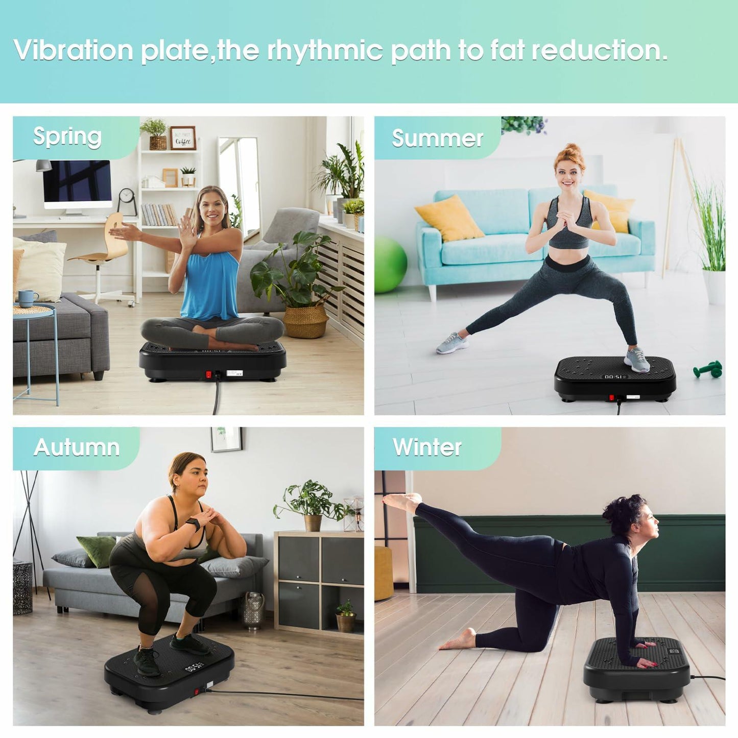 SoftGym Vibration Plate Exercise Machine for Lymphatic Drainage,Power Vibrate Stand Shake Board 450 Lbs Capacity Whole Body Workout Waver with Resistance Bands Weight Loss Gifts for Women Men-Black