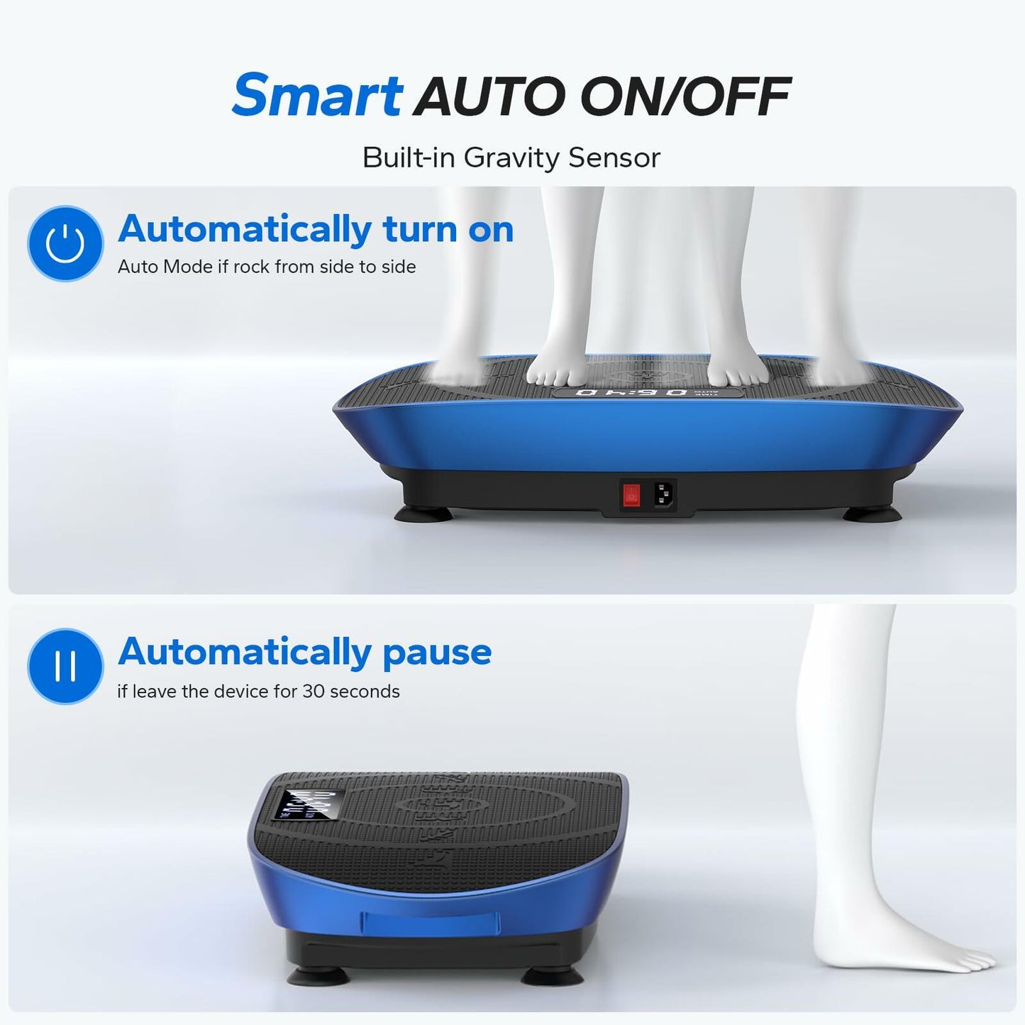 MERACH Vibration Plate Exercise Machine, Whole Body Workout Equipment for Women, Bluetooth and Silicone Pedal, Vibration Plate with Auto Mode, Vibrate Fitness Platform for Home (Blue)