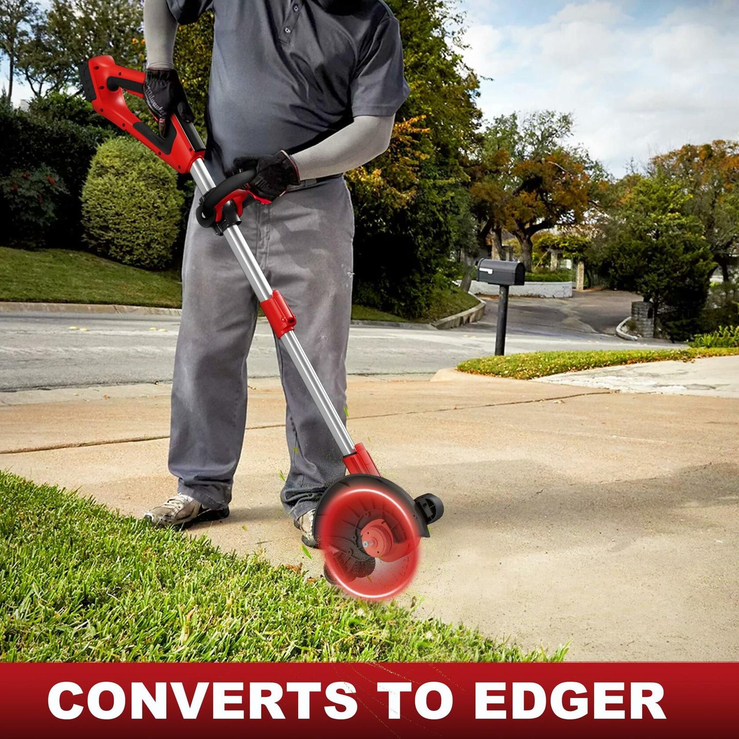 Korunria Brushless Weed Wacker & Edger & Lawn Mower Cordless, with Two 2.5Ah Battery, 3-in-1 Battery Powered Brush Cutter, Charger Included(Two 2.5AH Batteries)