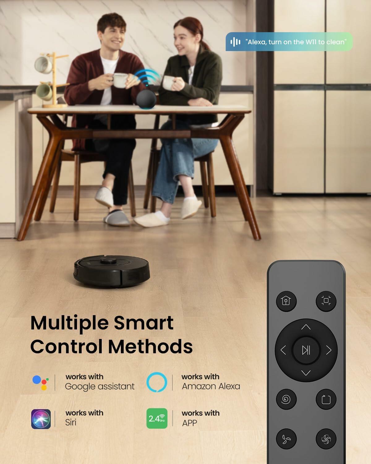PSUK W11 Robot Vacuum and Mop with Self-Emptying, 60-Day Capacity,LiDAR Navigation, Home Mapping, 3000Pa Suction,No-Go Zones, Robotic Vacuum Cleaner for Pet Hair, Hard Floors, Carpets (Large)