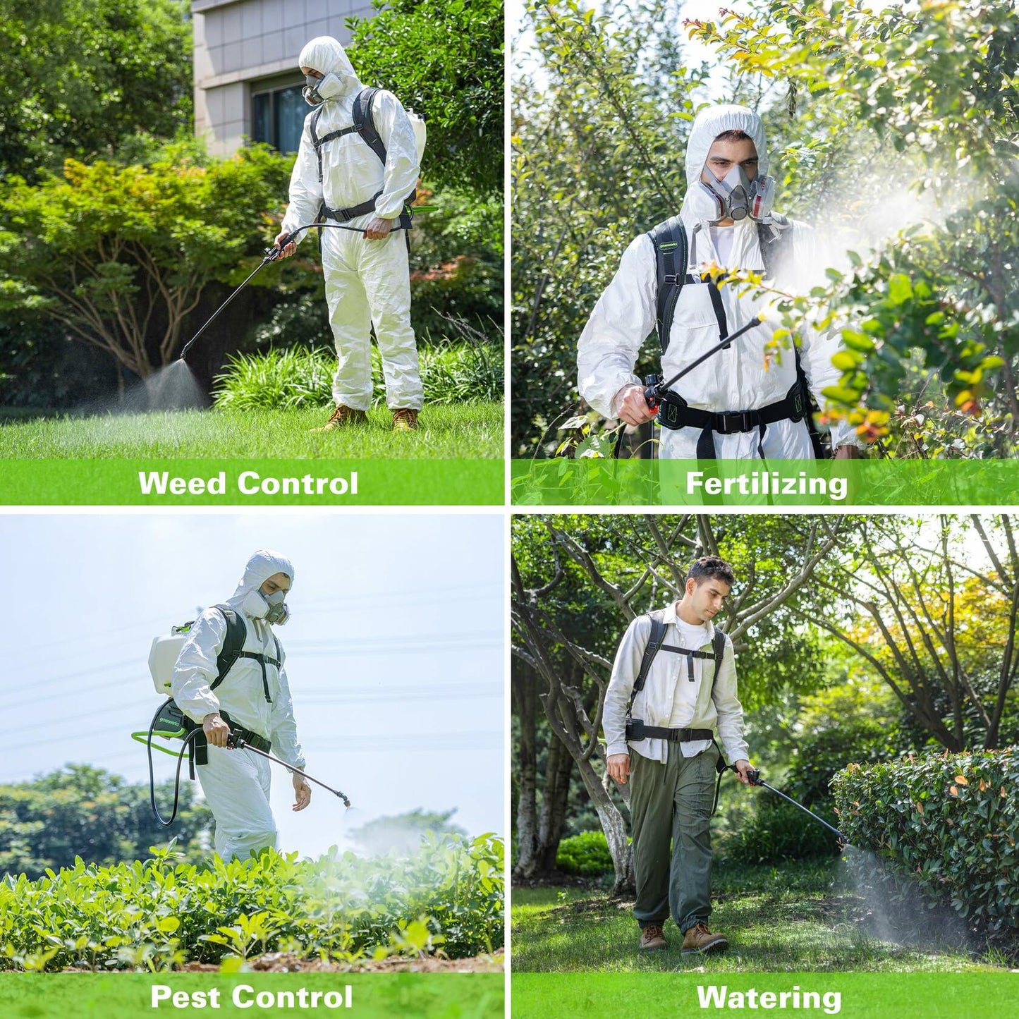 Greenworks 40V Cordless Backpack Sprayer (4 Gallon / 5 Tips / 25 FT Spray) For Weeding, Spraying, and Cleaning, 2.0Ah Battery and Charger Included