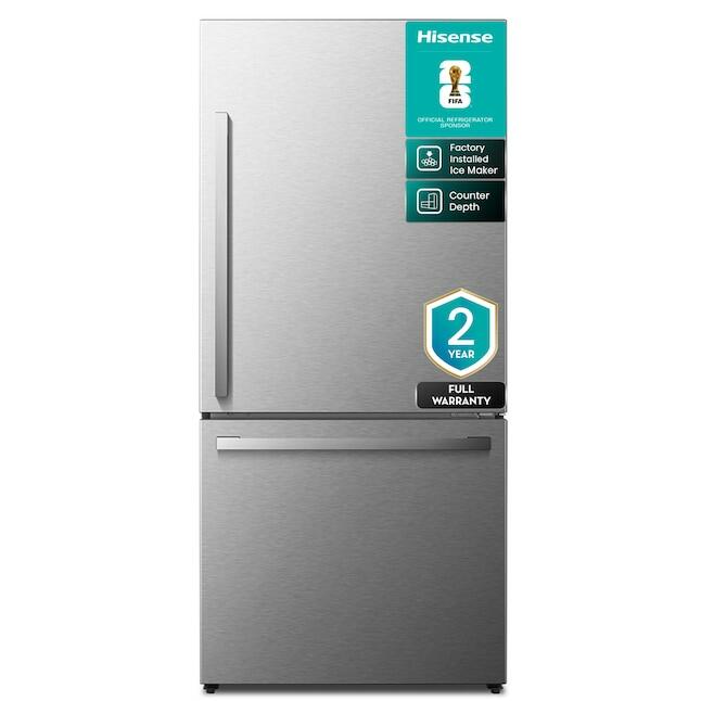 Hisense 17.1-Cu Ft Refrigerator with Ice Maker - Fingerprint-Resistant Stainless Steel