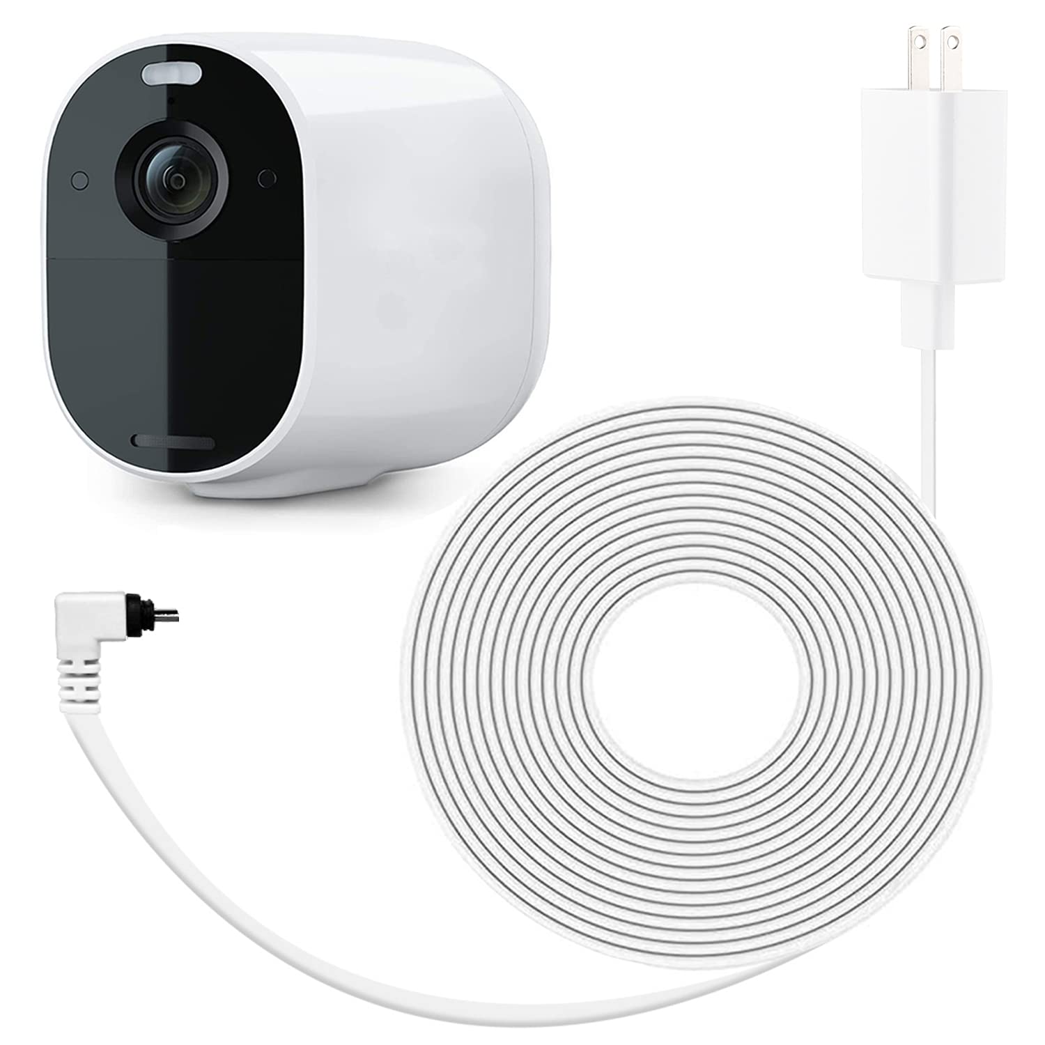 ALERTCAM 25ft/7.5m Power Adapter for Arlo Essential Spotlight, Weatherproof Outdoor Power Cable Continuously Charging Your Arlo Essential Camera- White