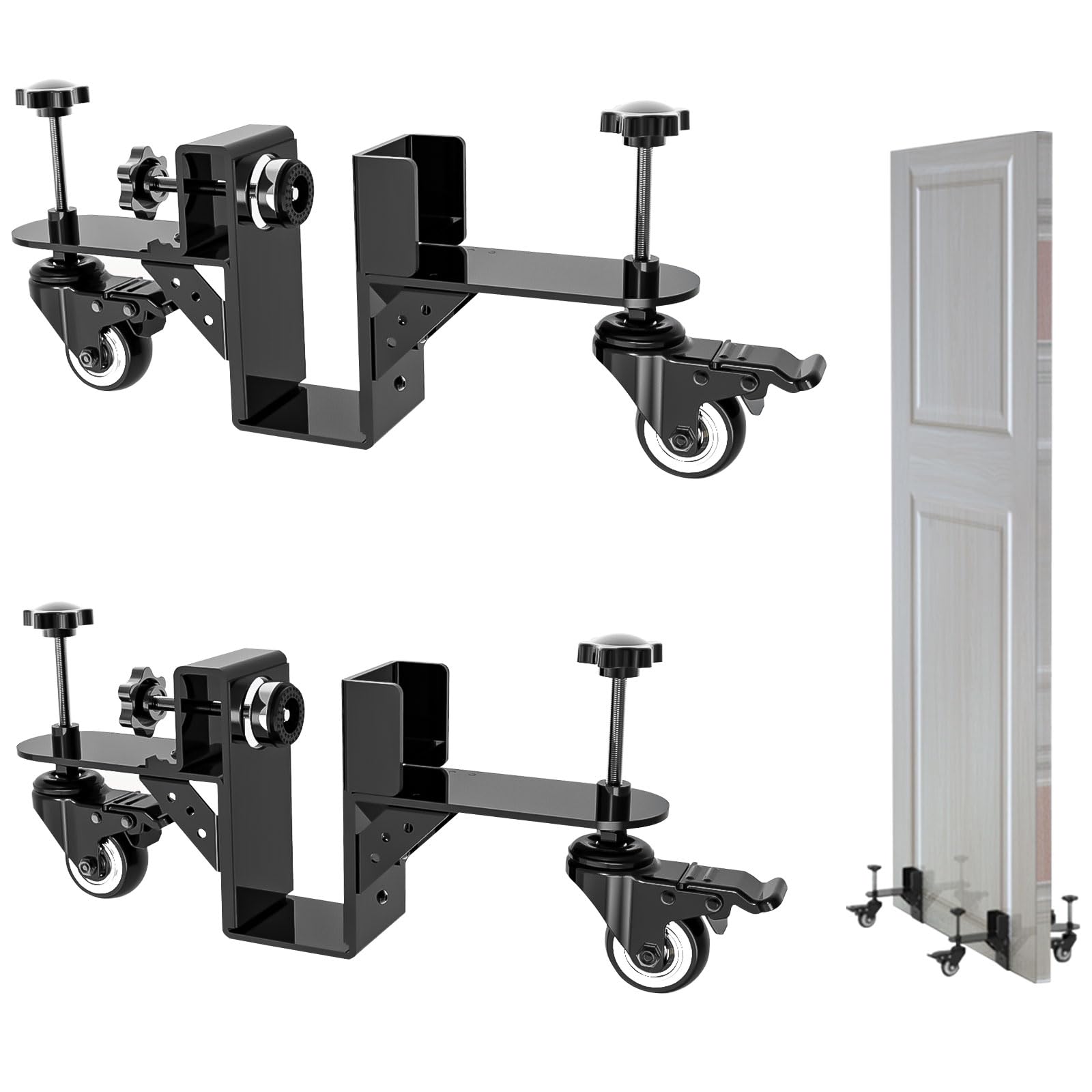 2 Pcs Heavy-Duty Door Dolly and Door Lifter,Installation Tool for Doors 4/5 inchs to 2.4 Inches Thick and 800 Lbs - Maximize Installation Efficiency