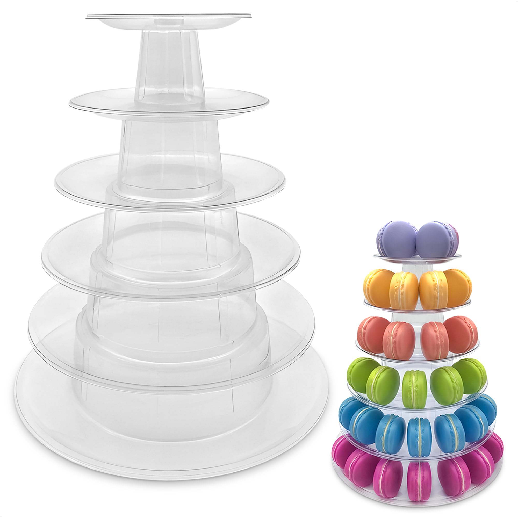 6 Tiered Tray Stand Round Macaroon Tower - Macarons Cookie Tower Display Stand for Food Display Cupcake Holder Wedding Decor Macaron Tower Stand - Macarons Decor Cupcake Tower Tiered Serving Tray