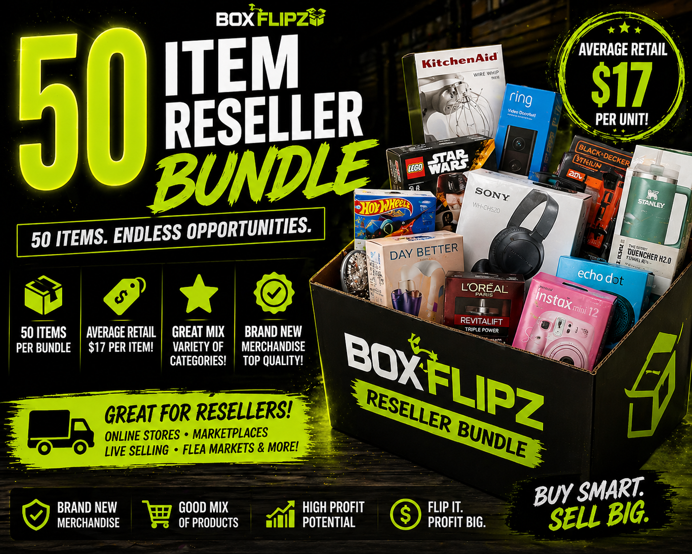 50 item reseller bundle average retail- mystery box - free shipping