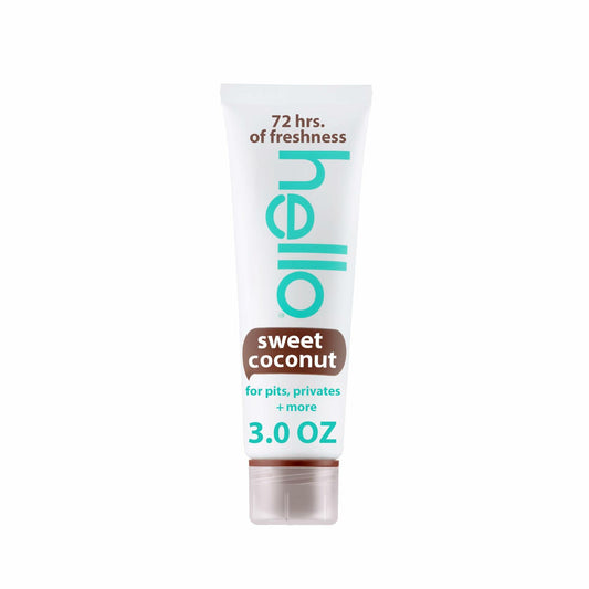 hello All Over Sweet Coconut Deodorant Cream, Aluminum Free Deodorant Cream for Pits, Privates + More, Offers 72 Hours of Freshness, Safe for Sensitive Skin, Vegan, 1 Pack, 3 Oz Tube