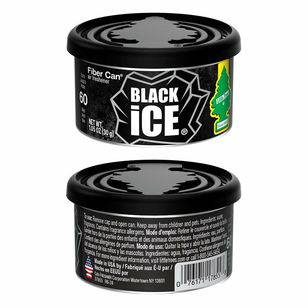 LITTLE TREES Car Air Freshener | Fiber Can Provides Long Lasting Scent for Auto or Home | Recycled Fiber | Black Ice, 4 Air Fresheners