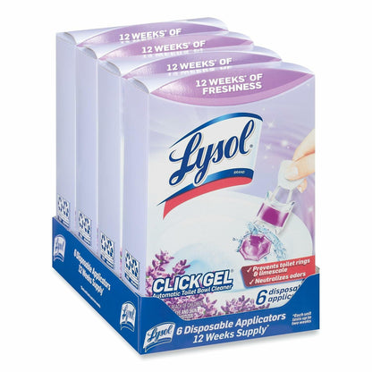 Lysol Click Gel Automatic Toilet Bowl Cleaner, Toilet Gel Stamp, Toilet Freshener, Bathroom Essentials, Refreshing Lavender Scent, 6 Count (Pack of 1)