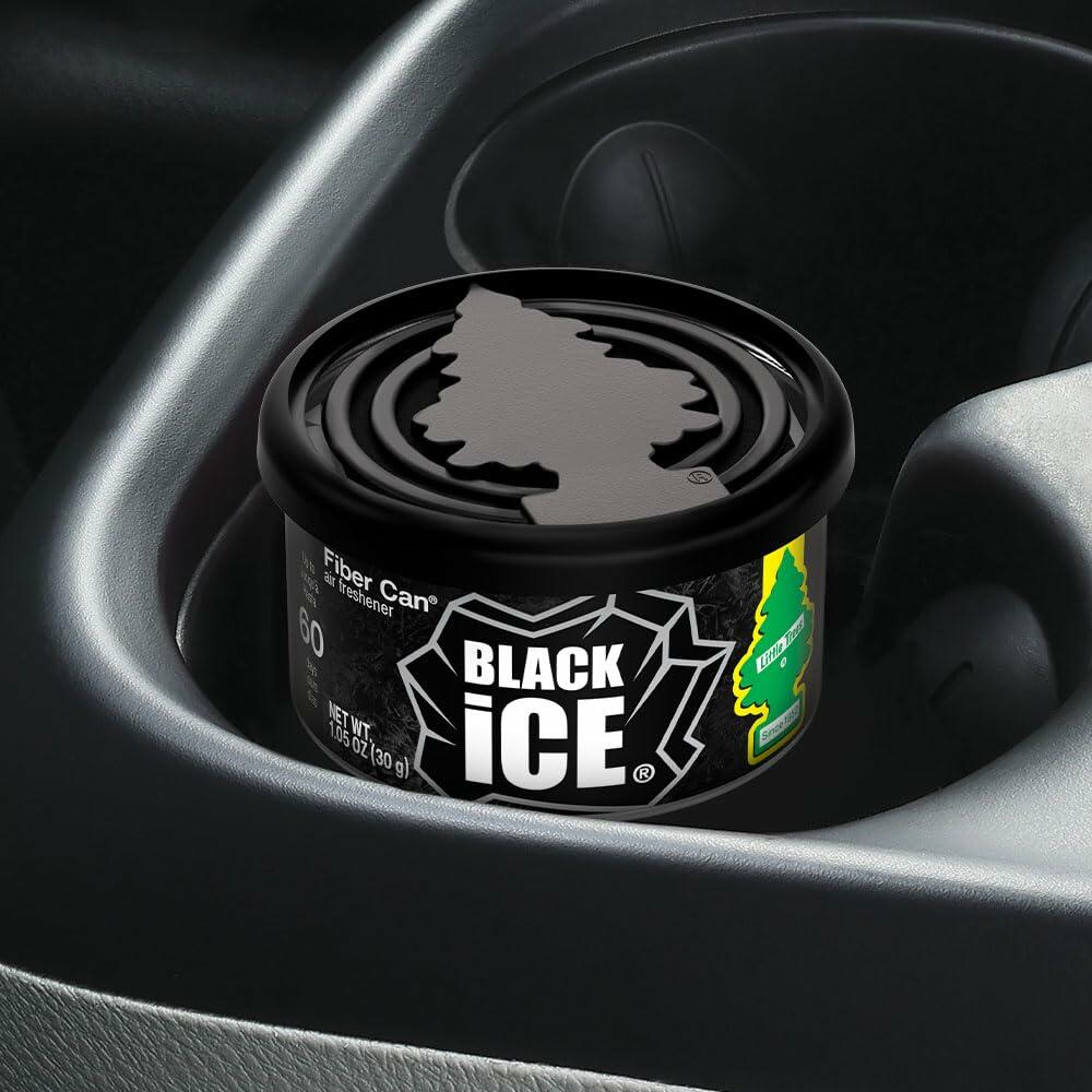 LITTLE TREES Car Air Freshener | Fiber Can Provides Long Lasting Scent for Auto or Home | Recycled Fiber | Black Ice, 4 Air Fresheners
