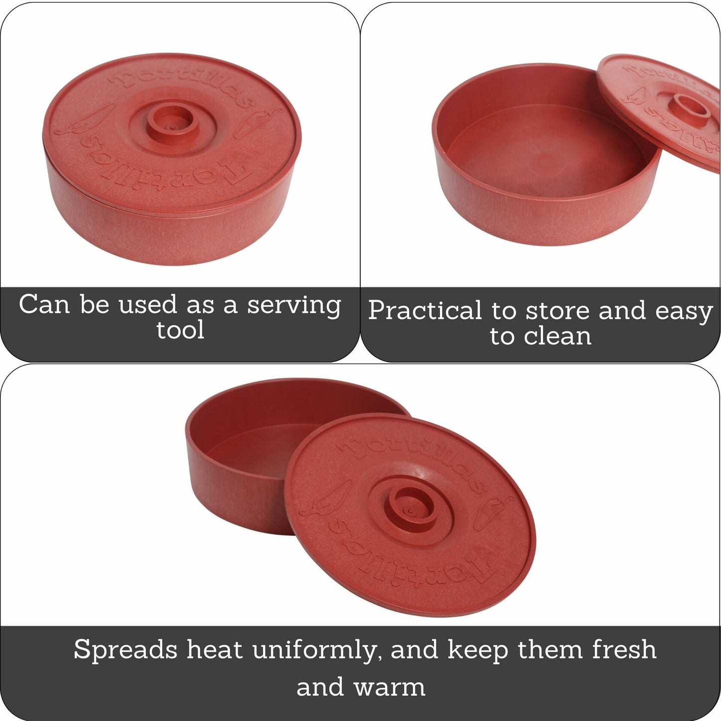 Imusa 8in Plastic Tortilla Warmer, Terracotta Color, Traditional Mexican Server for Keeping Tortillas, Wraps, and Flatbreads Warm