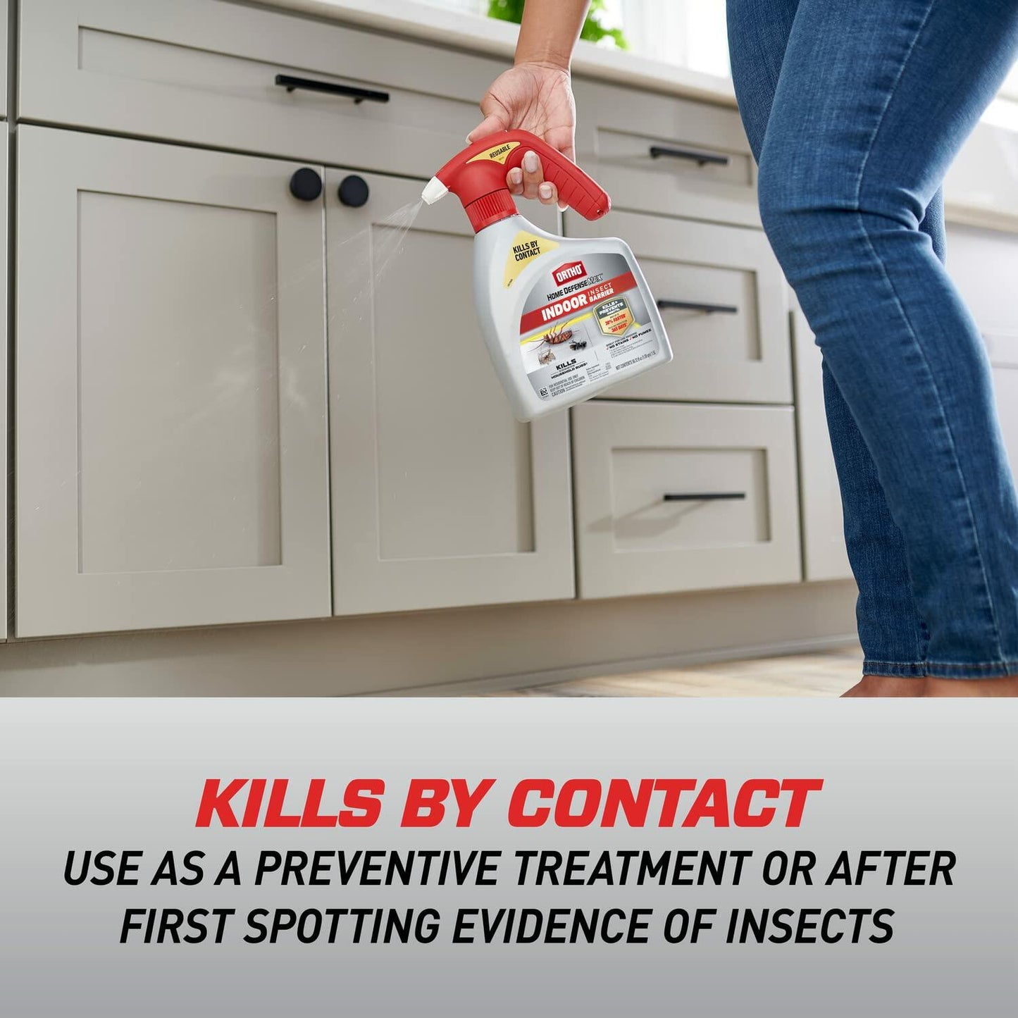 Ortho Home Defense Max Indoor Insect Barrier with Battery-Powered Sprayer, Kills Ants, Roaches, Spiders, Fleas and Ticks, 1.5 L.