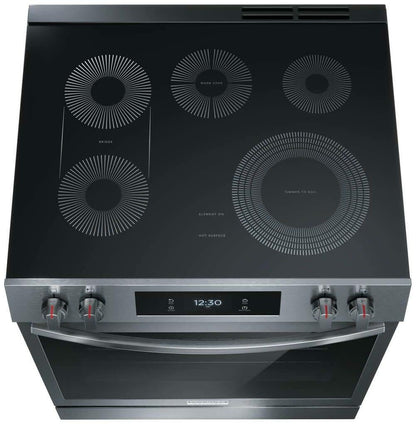 Frigidaire Gallery 30 in. 6.2 cu.ft. 5 Burner Element Slide-in Electric Range w/Total Convection & Air Fry, SmudgeProof Stainless GCFE3060BF