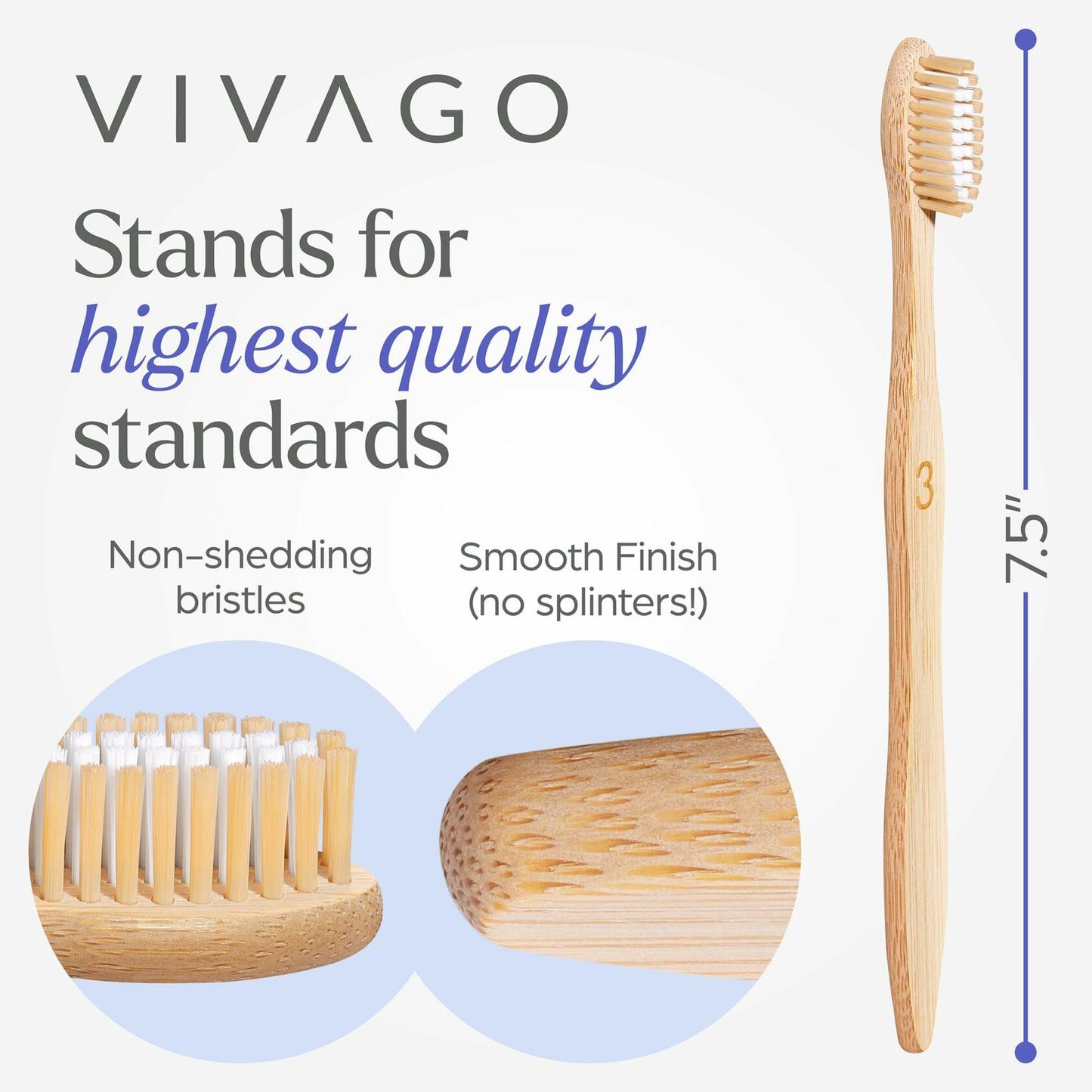 VIVAGO Bamboo Toothbrushes Medium Bristles 10 Pack - BPA Free Medium Bristles Toothbrushes for Adults - Eco-Friendly, Natural Wooden Toothbrush
