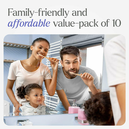 VIVAGO Bamboo Toothbrushes Medium Bristles 10 Pack - BPA Free Medium Bristles Toothbrushes for Adults - Eco-Friendly, Natural Wooden Toothbrush