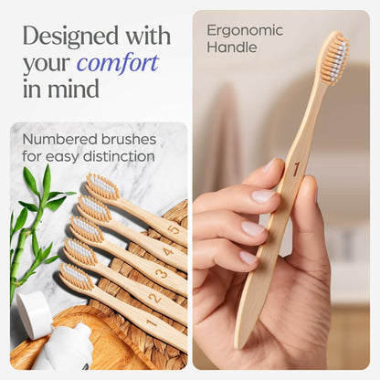 VIVAGO Bamboo Toothbrushes Medium Bristles 10 Pack - BPA Free Medium Bristles Toothbrushes for Adults - Eco-Friendly, Natural Wooden Toothbrush