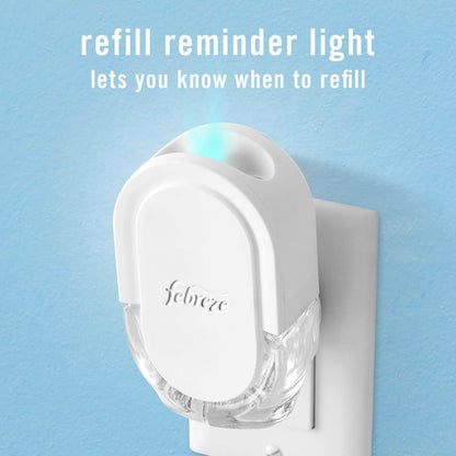 Febreze Plug In Air Freshener, Odor-Fighting Scented Oil Starter Kit, Air Fresheners for Home and Bathroom and Kitchen, Long Lasting for Strong Odors, Downy April Fresh Scent, Warmer + 2 Refill