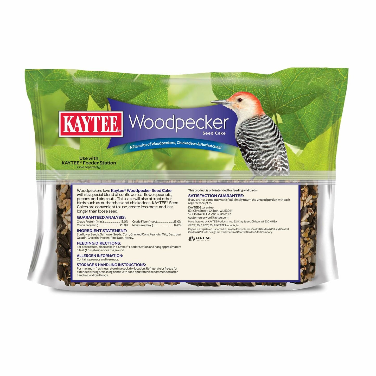 Kaytee Woodpecker Seed Cake, Wild Bird Food, 1.85 Pounds