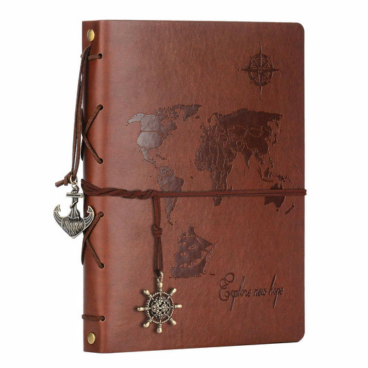 Scrapbook Album,ZEEYUAN Travel Album Leather Photo Album World Map Vintage DIY Memory Photo Book 60 Pages Our Adventure Book Scrape Book for Birthday Anniversary Wedding