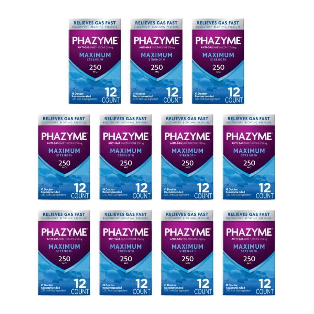 Phazyme Maximum Strength 250 mg Softgels, 12 ea (Pack of 11)