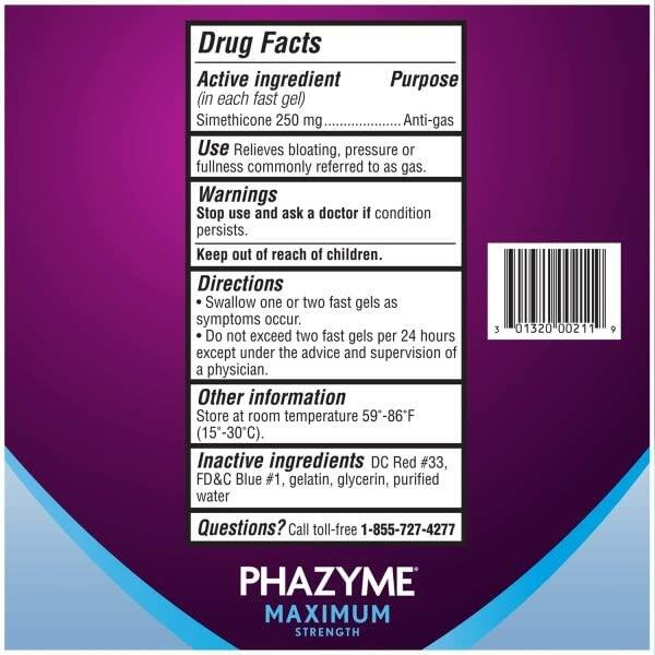 Phazyme Maximum Strength 250 mg Softgels, 12 ea (Pack of 11)