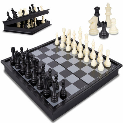 Gamie Magnetic Travel Chess Game, Foldable Portable Chess Board Game for Kids, Entertaining Road Trip Toys, Travel Games, and Desktop Toys for Adults