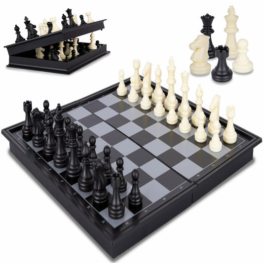 Gamie Magnetic Travel Chess Game, Foldable Portable Chess Board Game for Kids, Entertaining Road Trip Toys, Travel Games, and Desktop Toys for Adults