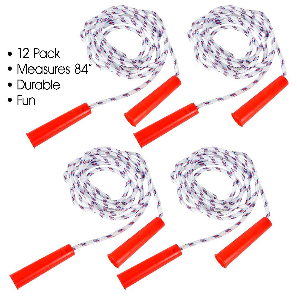 ArtCreativity 84 Inch Nylon Ropes for Kids - Pack of 12 - Durable Jump Ropes with Plastic Handles - Healthy Indoor and Outdoor Skipping Activity, Party Favors, Gifts for Boys and Girls