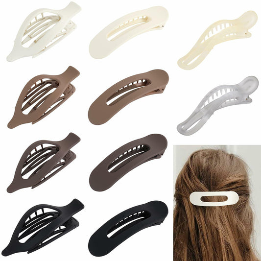 10 Pack French Flat Hair Clips for Women – Large Matte Flat Claw Clips, No-Slip Hair Clips for Thick & Thin Hair, Strong Hold Styling Barrettes, French Flat Hair Accessories